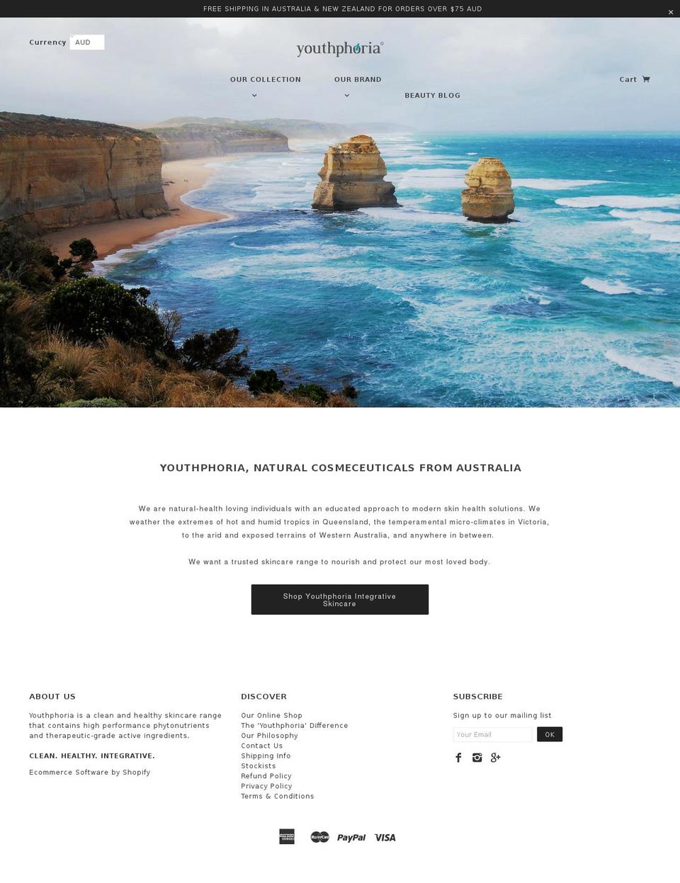 youthphoria.com.au shopify website screenshot