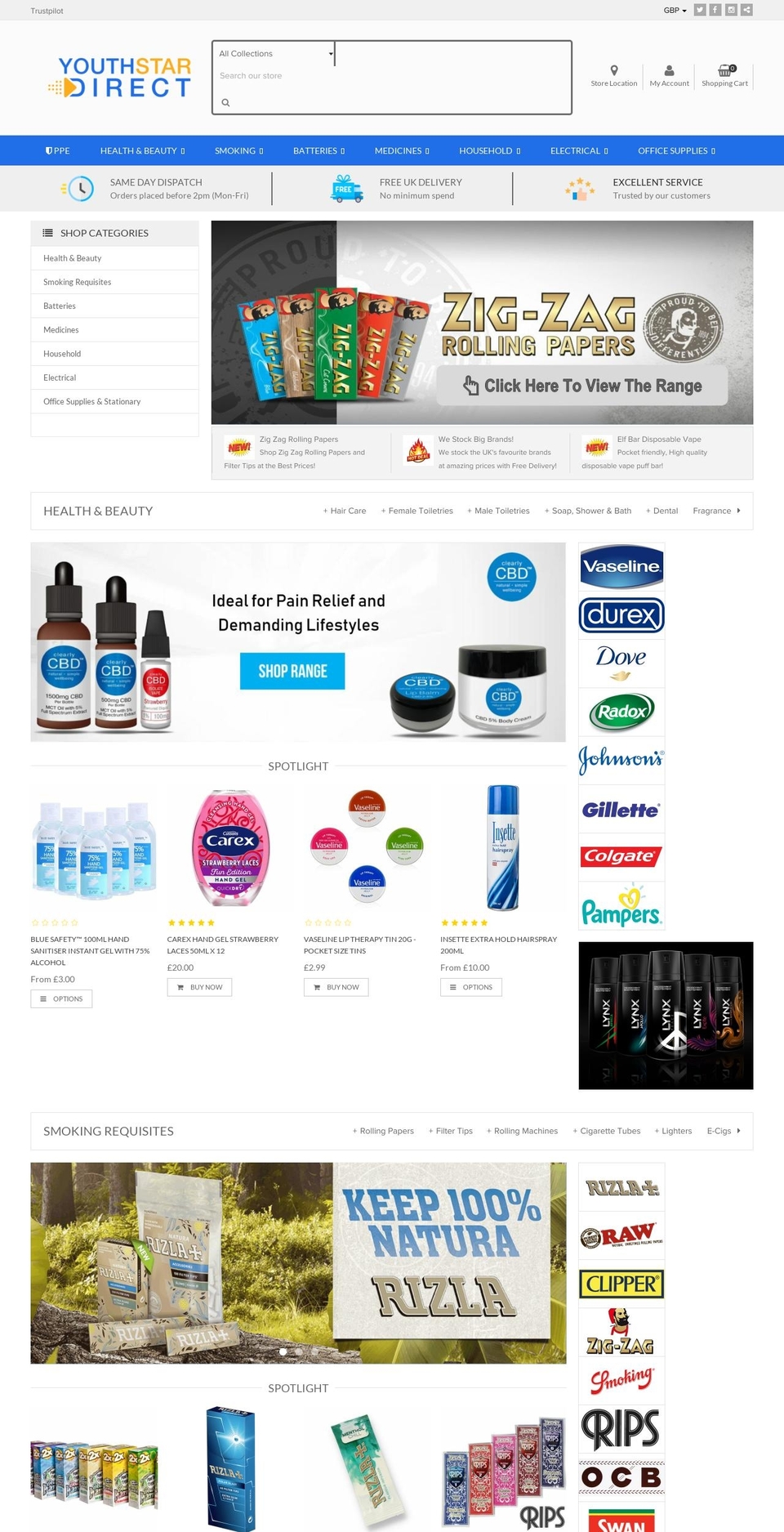 youthstardirect.co.uk shopify website screenshot