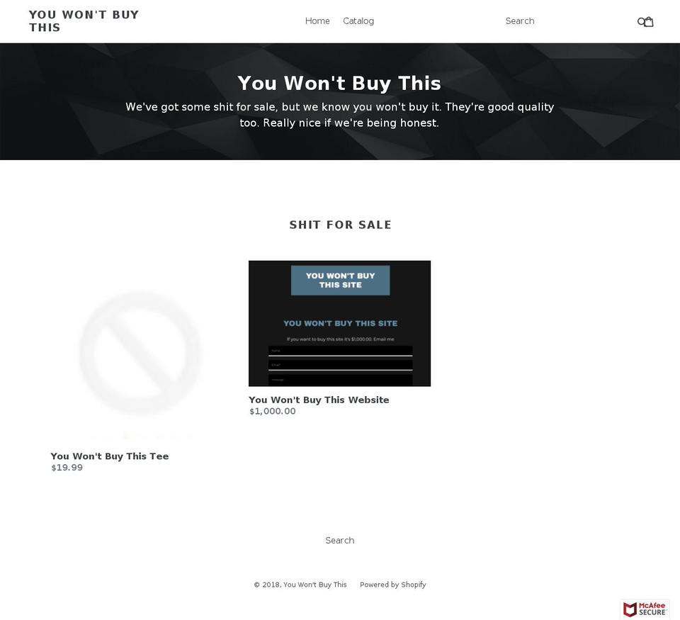 youwontbuythis.com — Shopify storefront screenshot