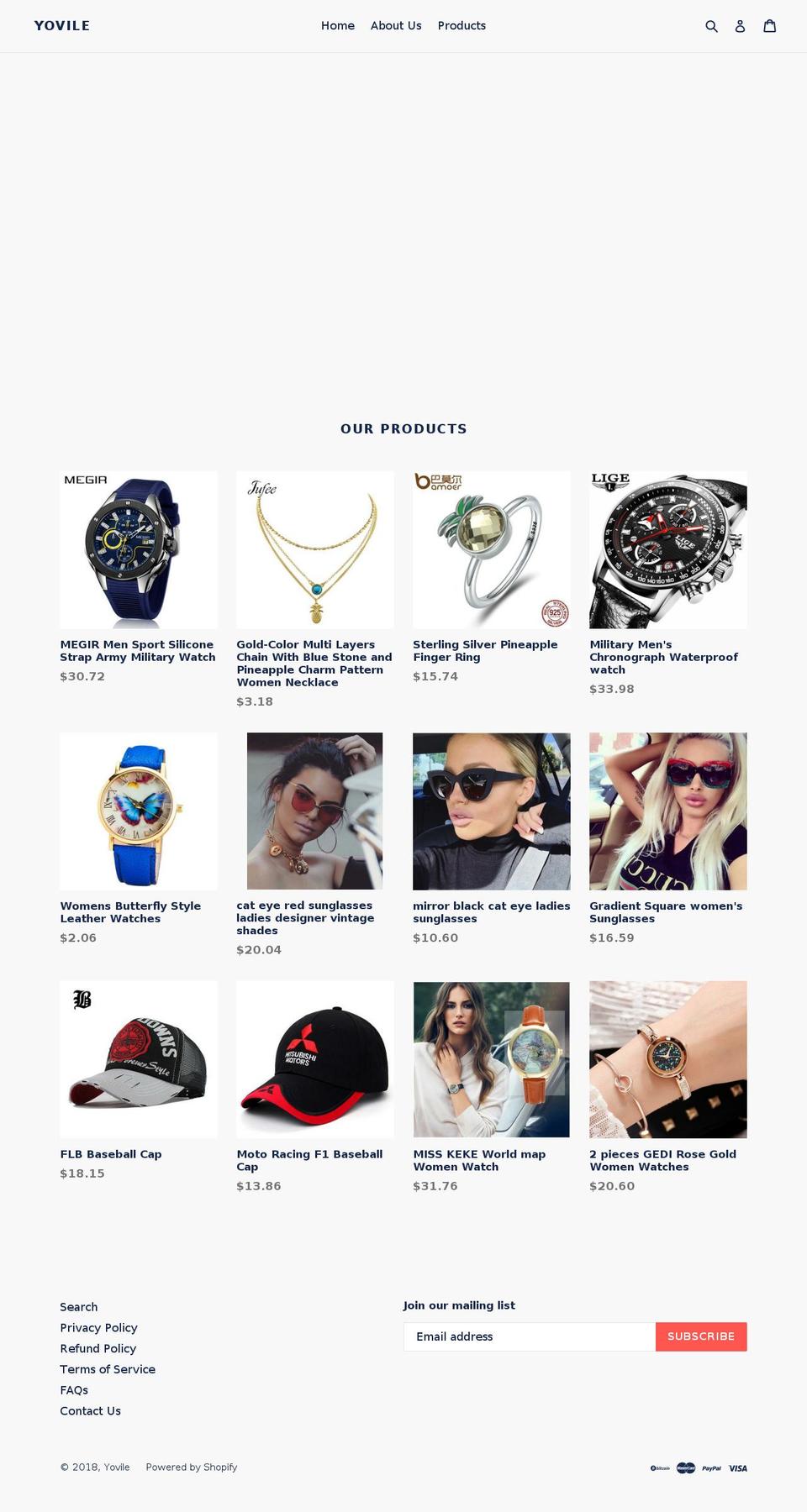 yovile.com — Shopify storefront screenshot