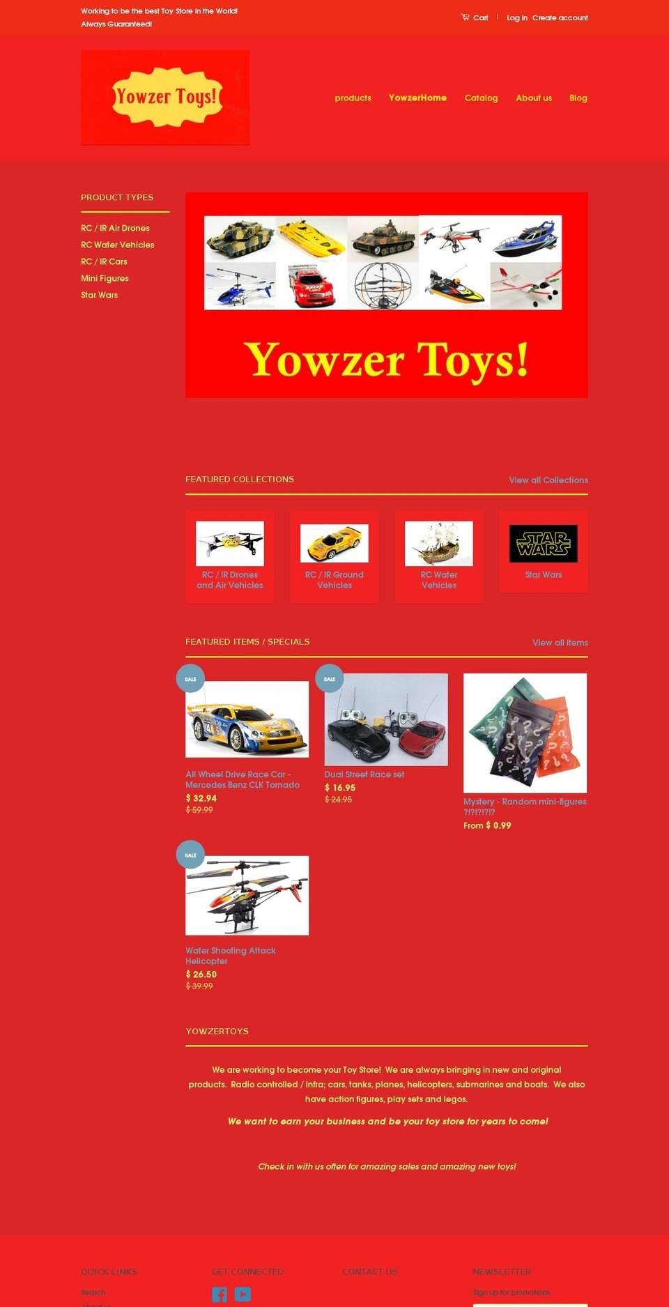 yowzertoys.com shopify website screenshot