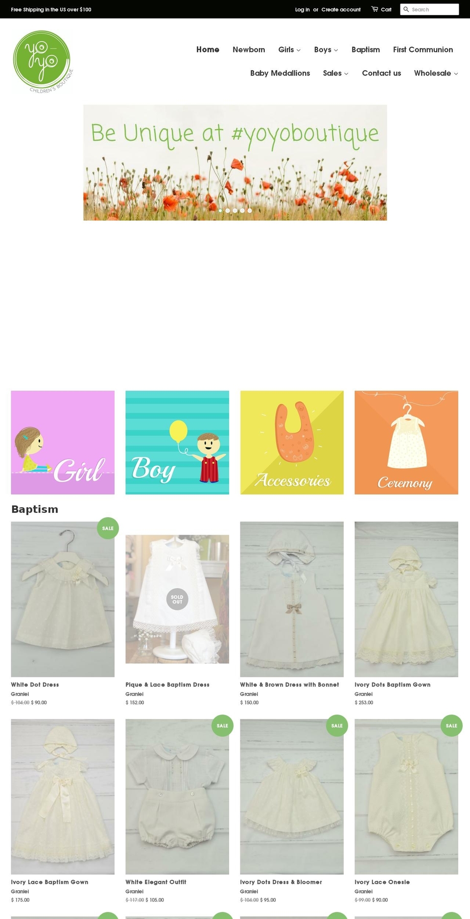yoyochildrenboutique.com shopify website screenshot