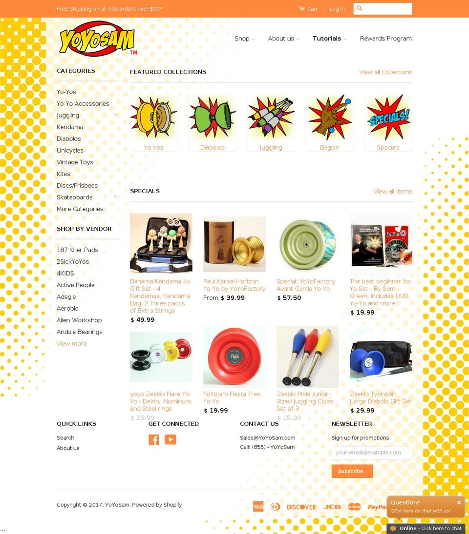 yoyosam.net shopify website screenshot