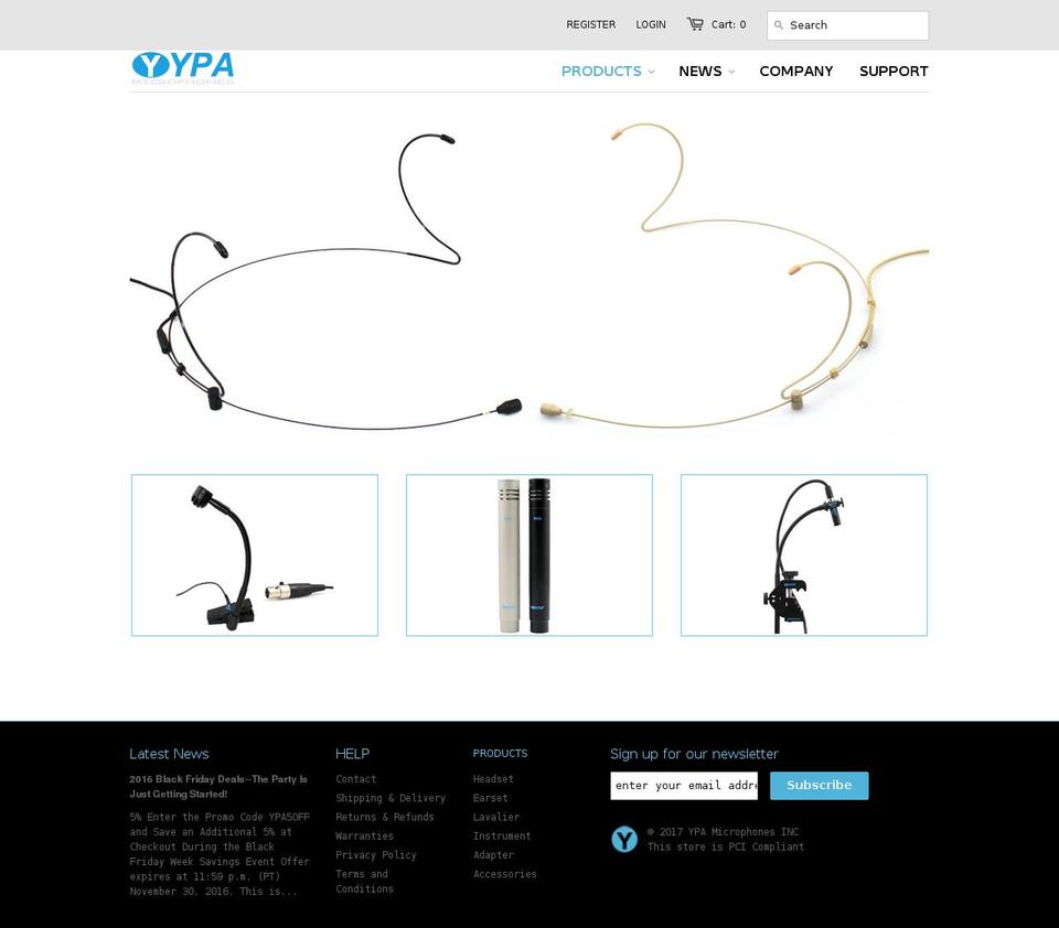 ypamicrophones.myshopify.com shopify website screenshot