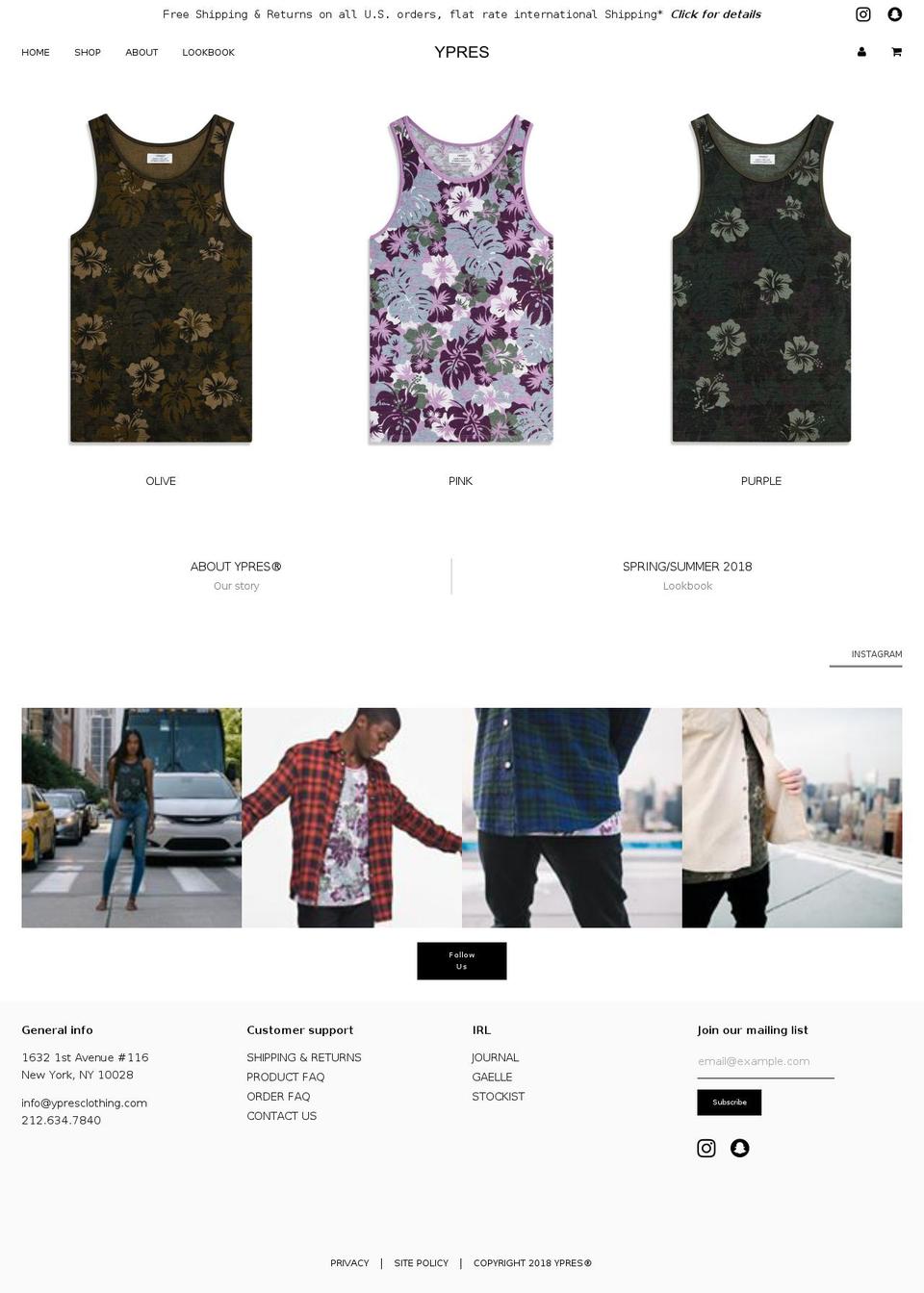 YPRES Shopify theme site example ypresclothing.com