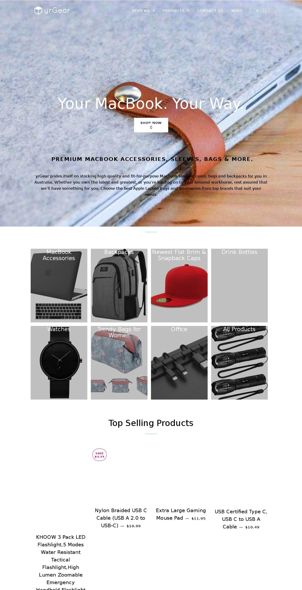 yrgear.com.au shopify website screenshot