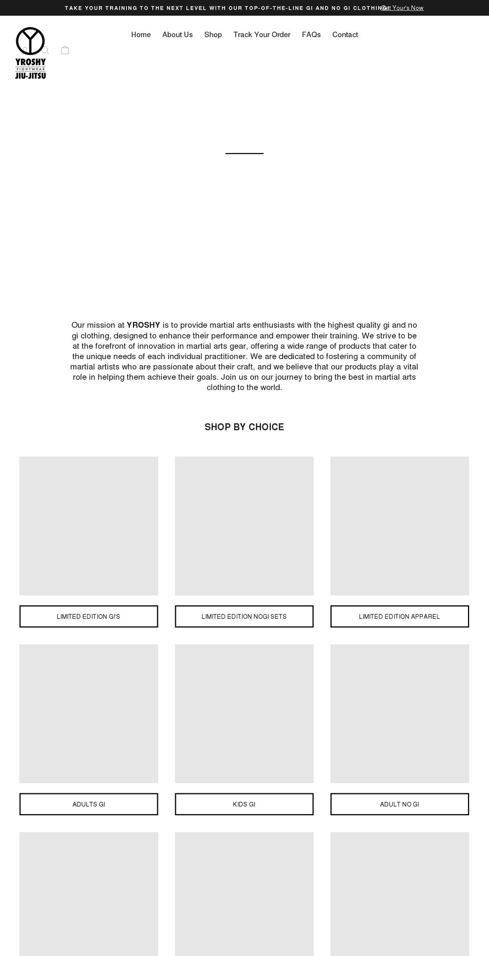 yroshy.com shopify website screenshot