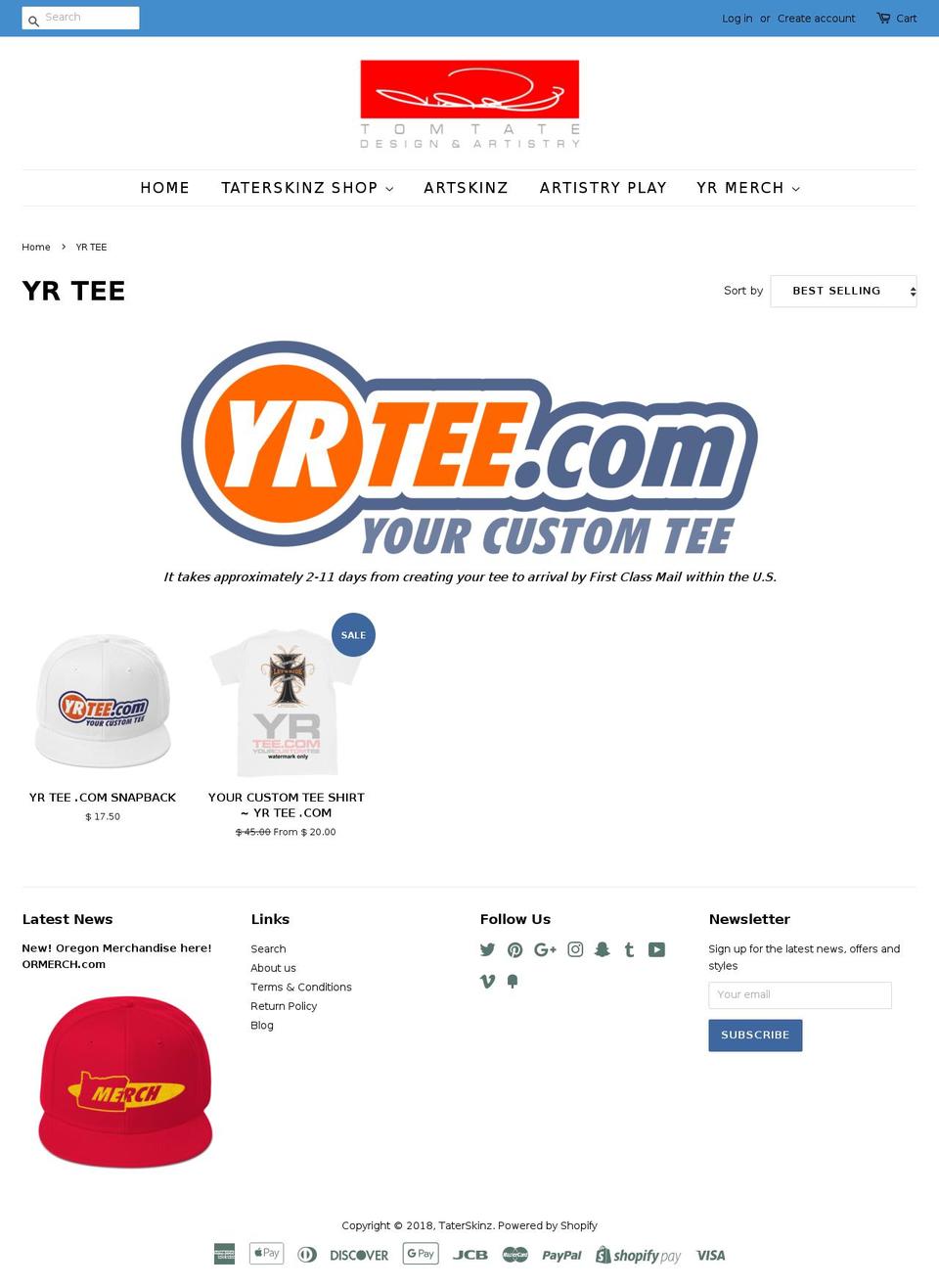 yrtee.com — Shopify storefront screenshot