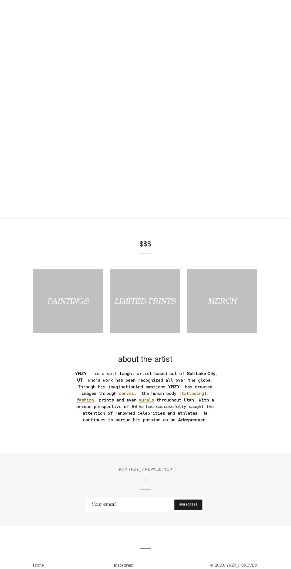 yrzyforever.com shopify website screenshot