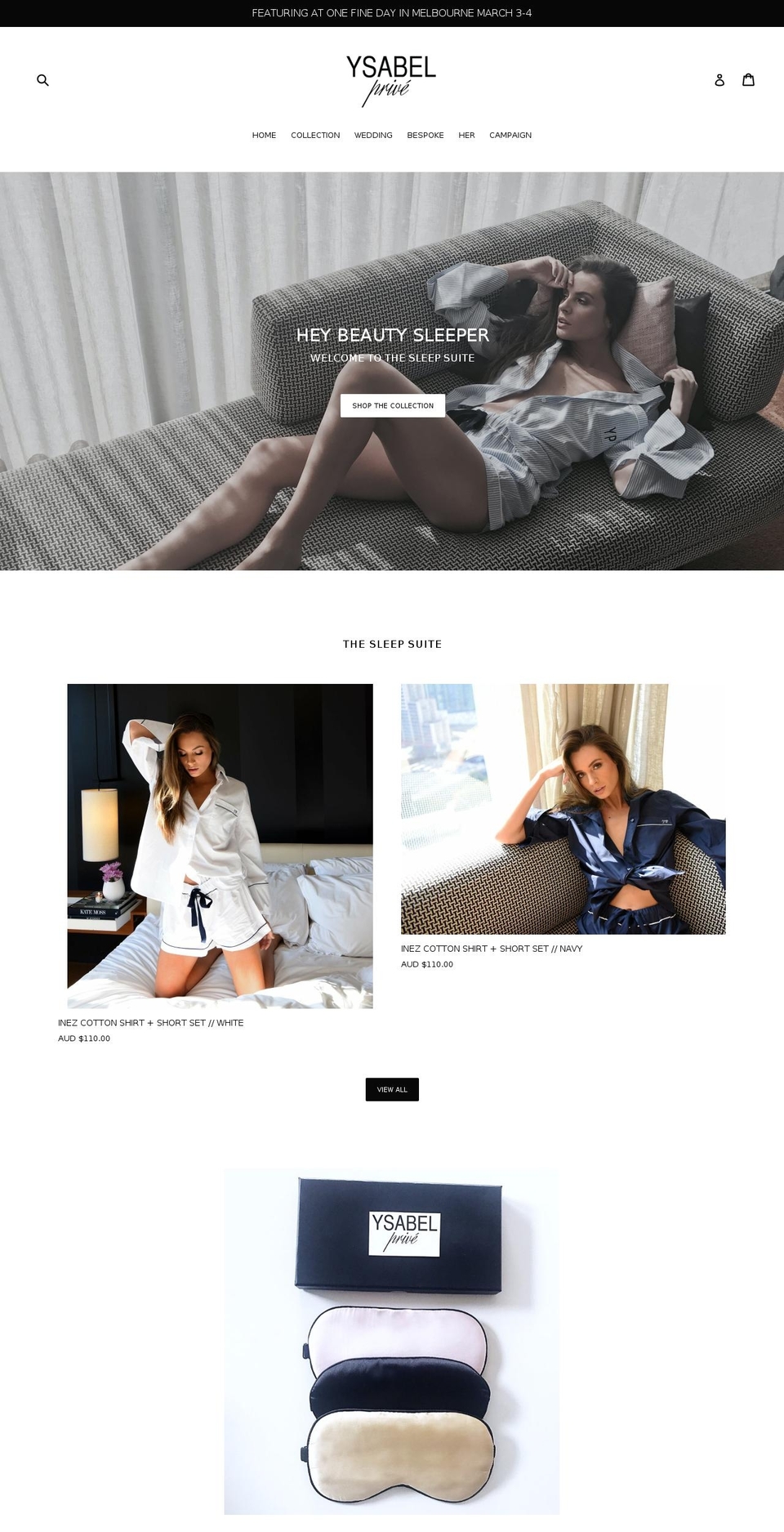 ysabelprive.com — Shopify storefront screenshot