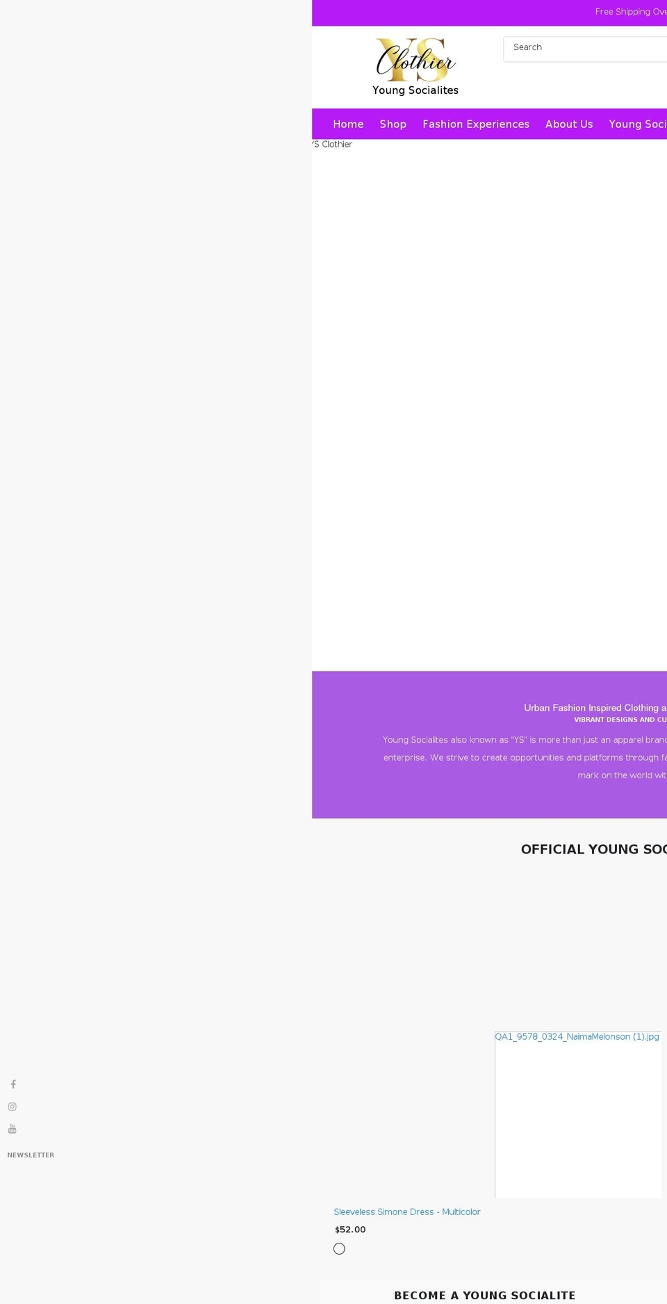 ysclothier.com shopify website screenshot