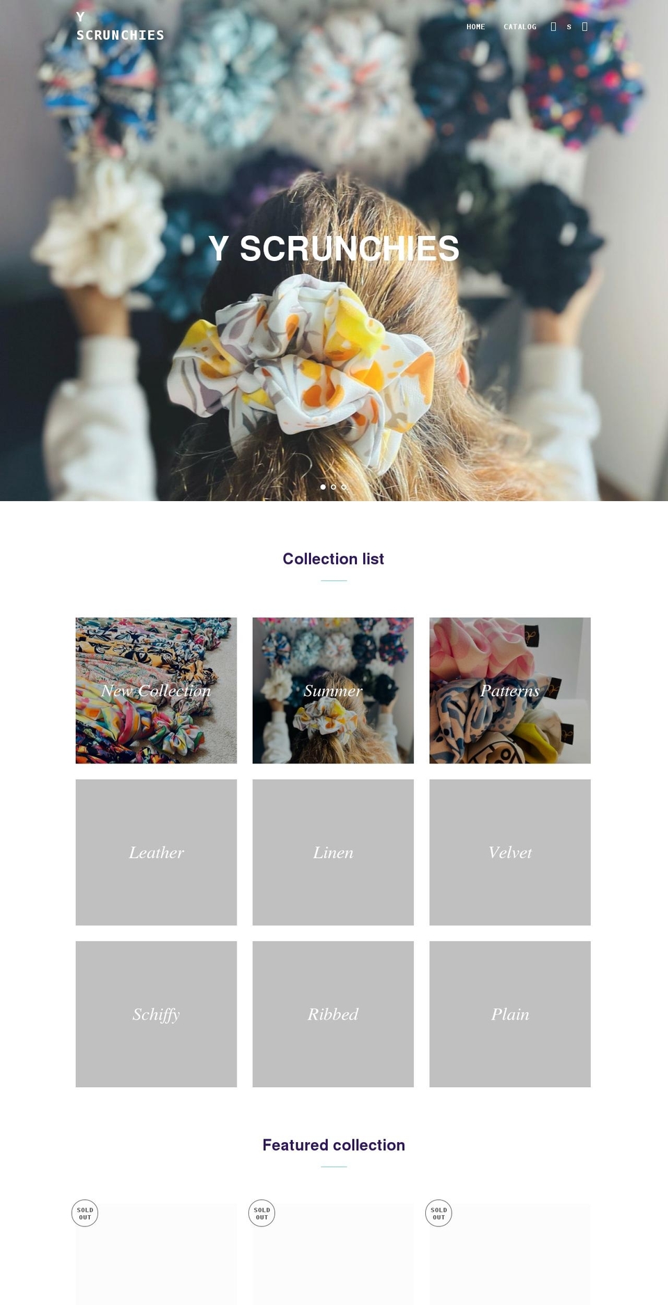 yscrunchies.com shopify website screenshot