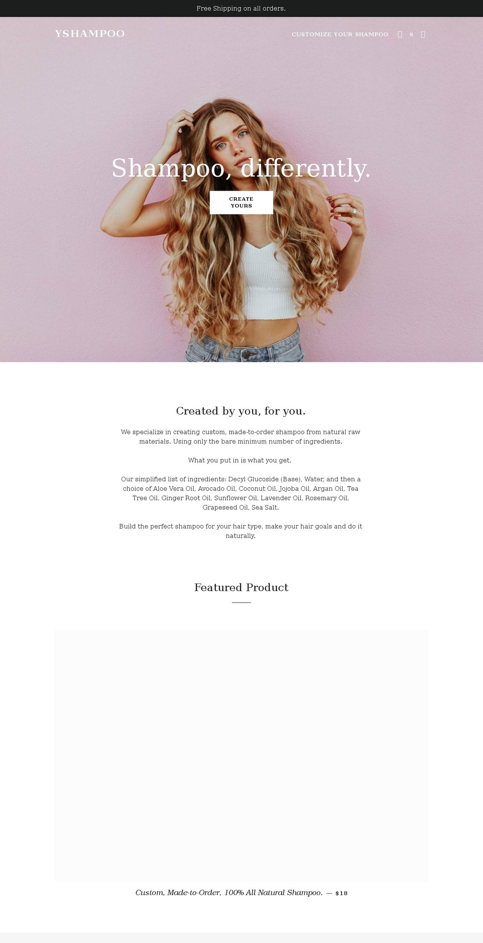 yshampoo.com shopify website screenshot