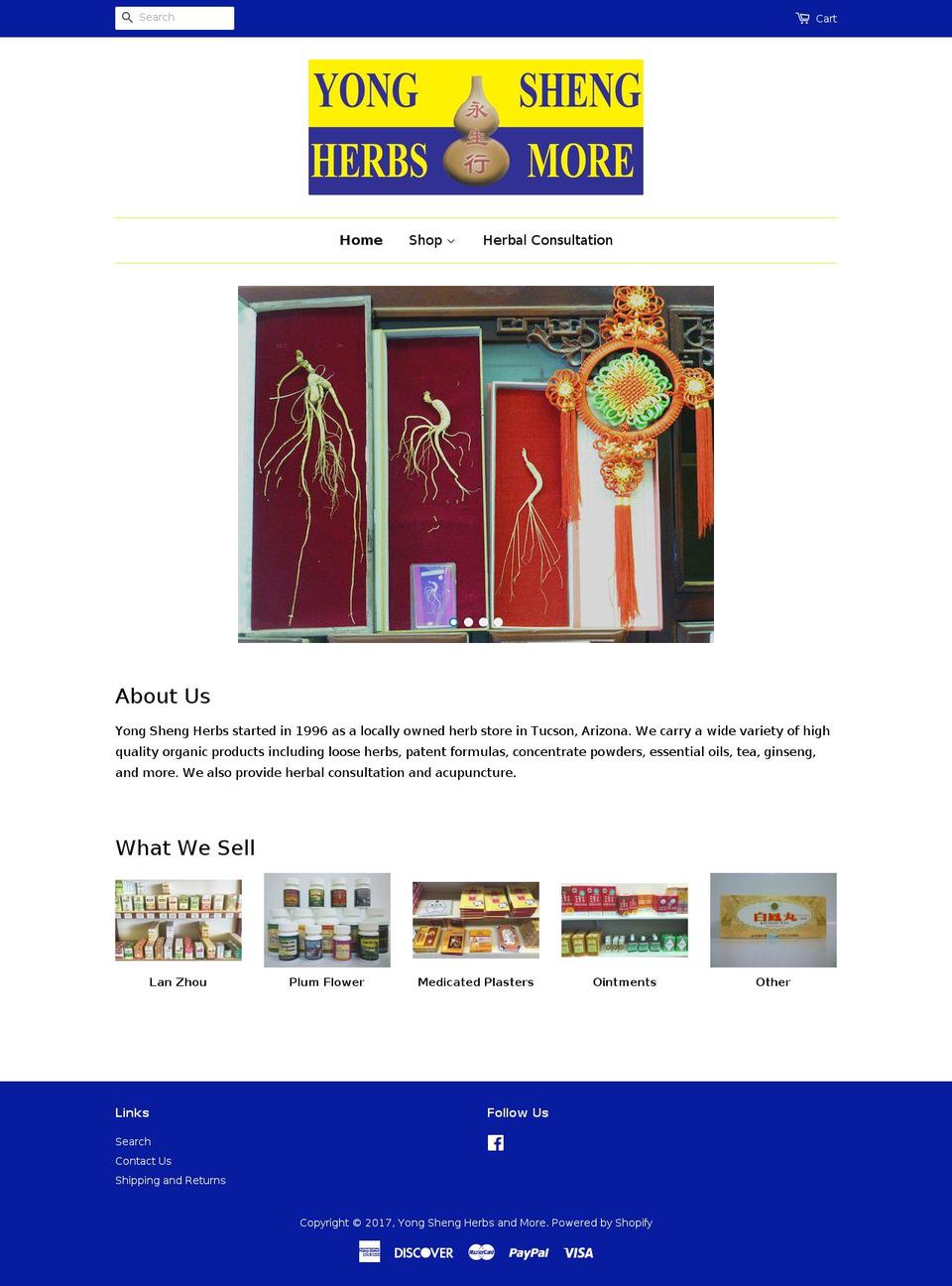 ysherbs.com shopify website screenshot