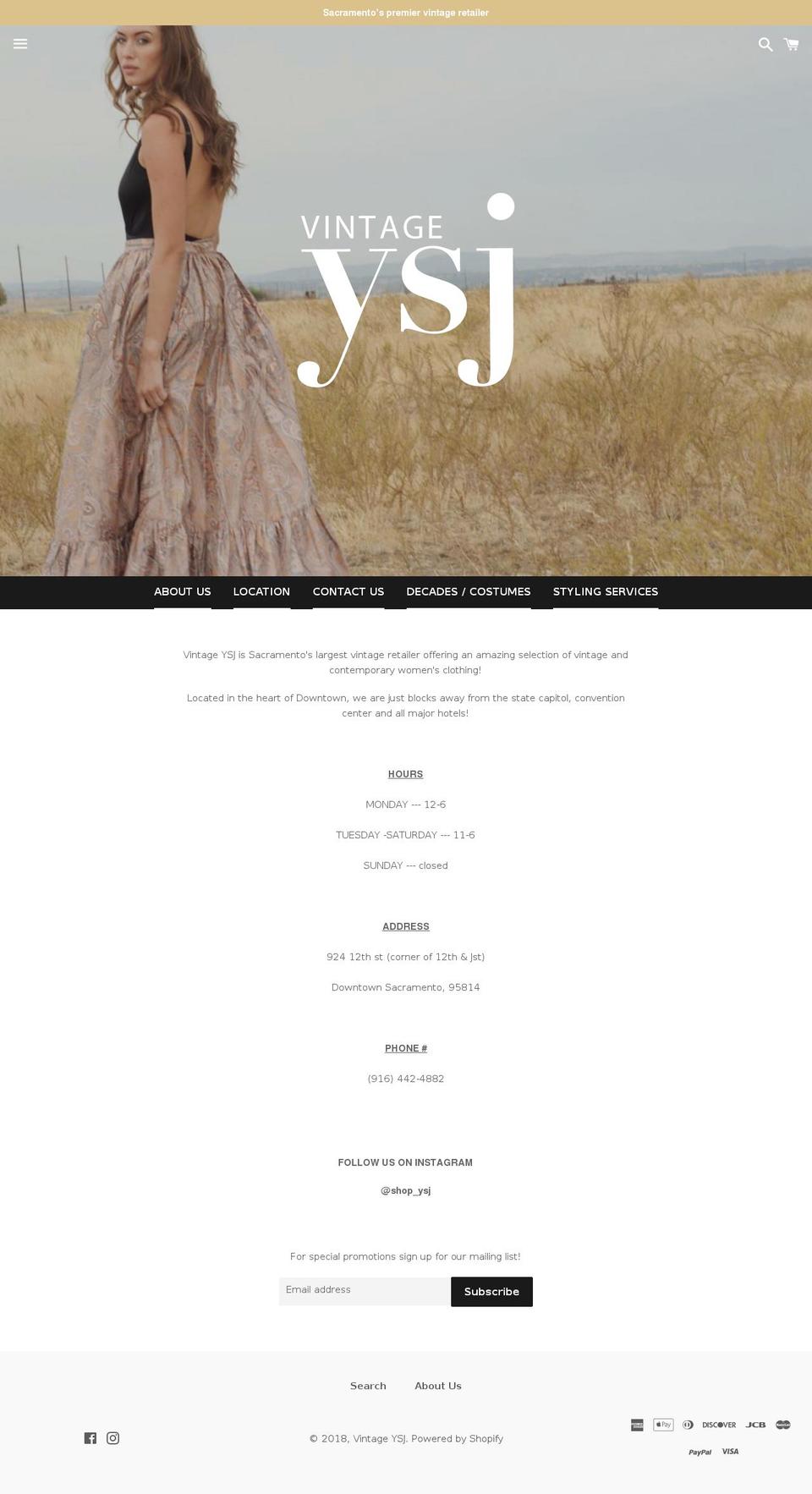 ysjvintage.com — Shopify storefront screenshot