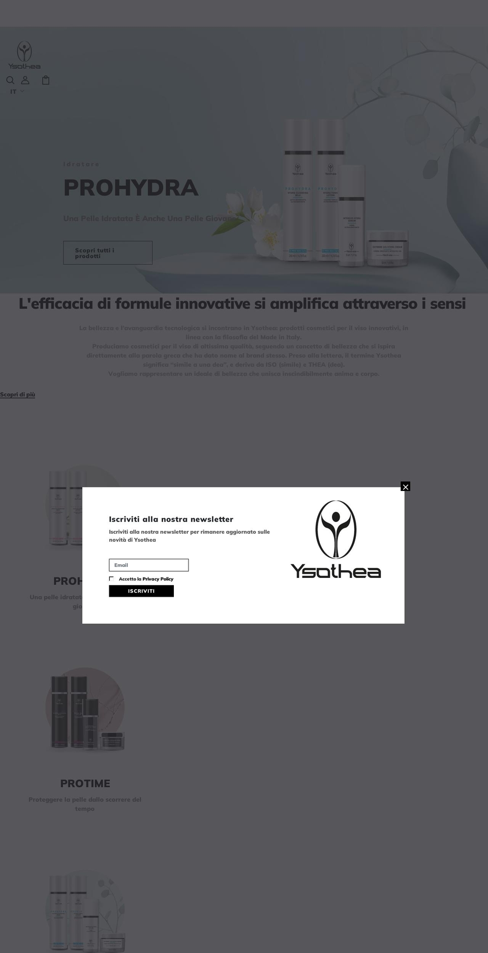 ysothea.it shopify website screenshot