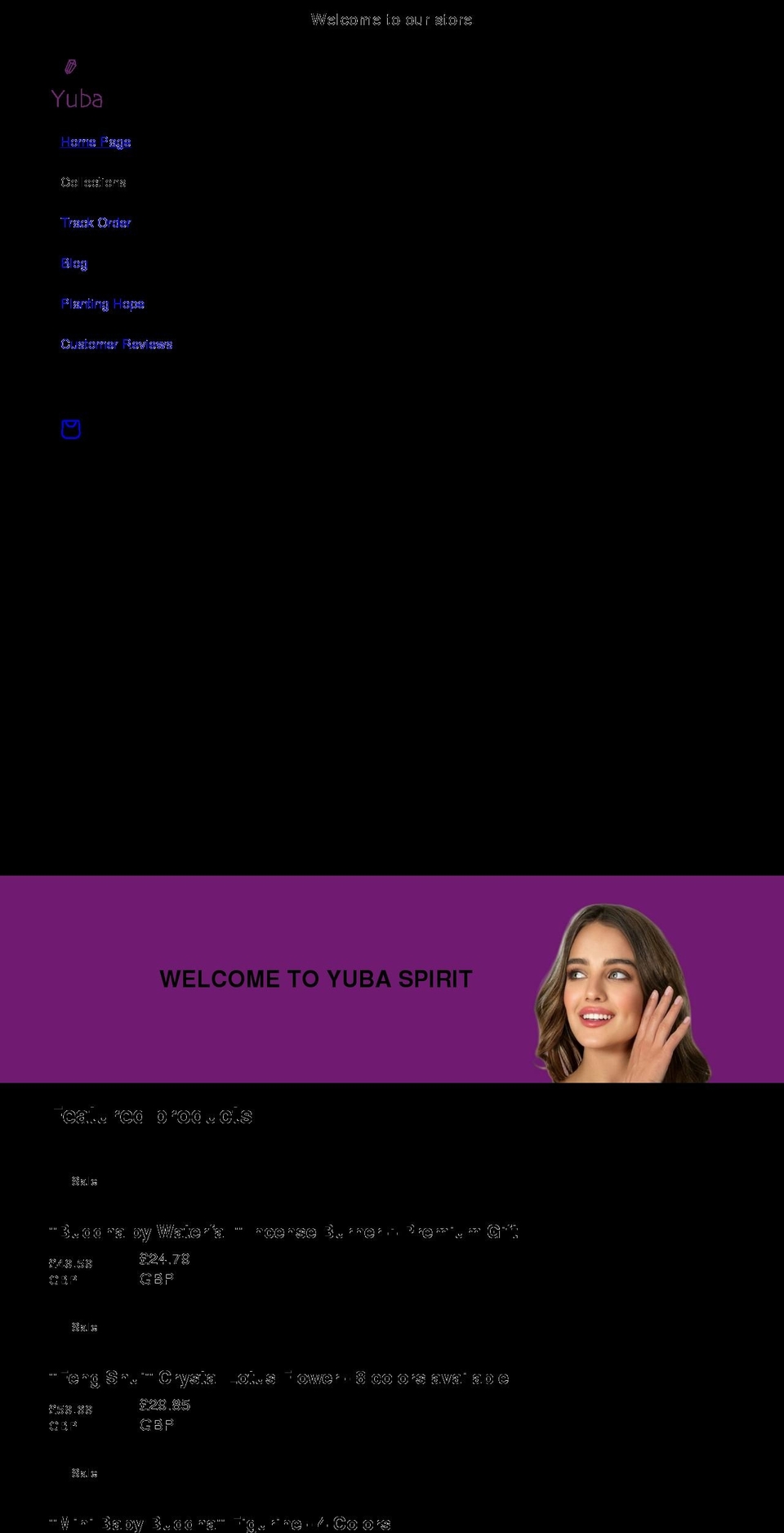 yubaspirit.com shopify website screenshot