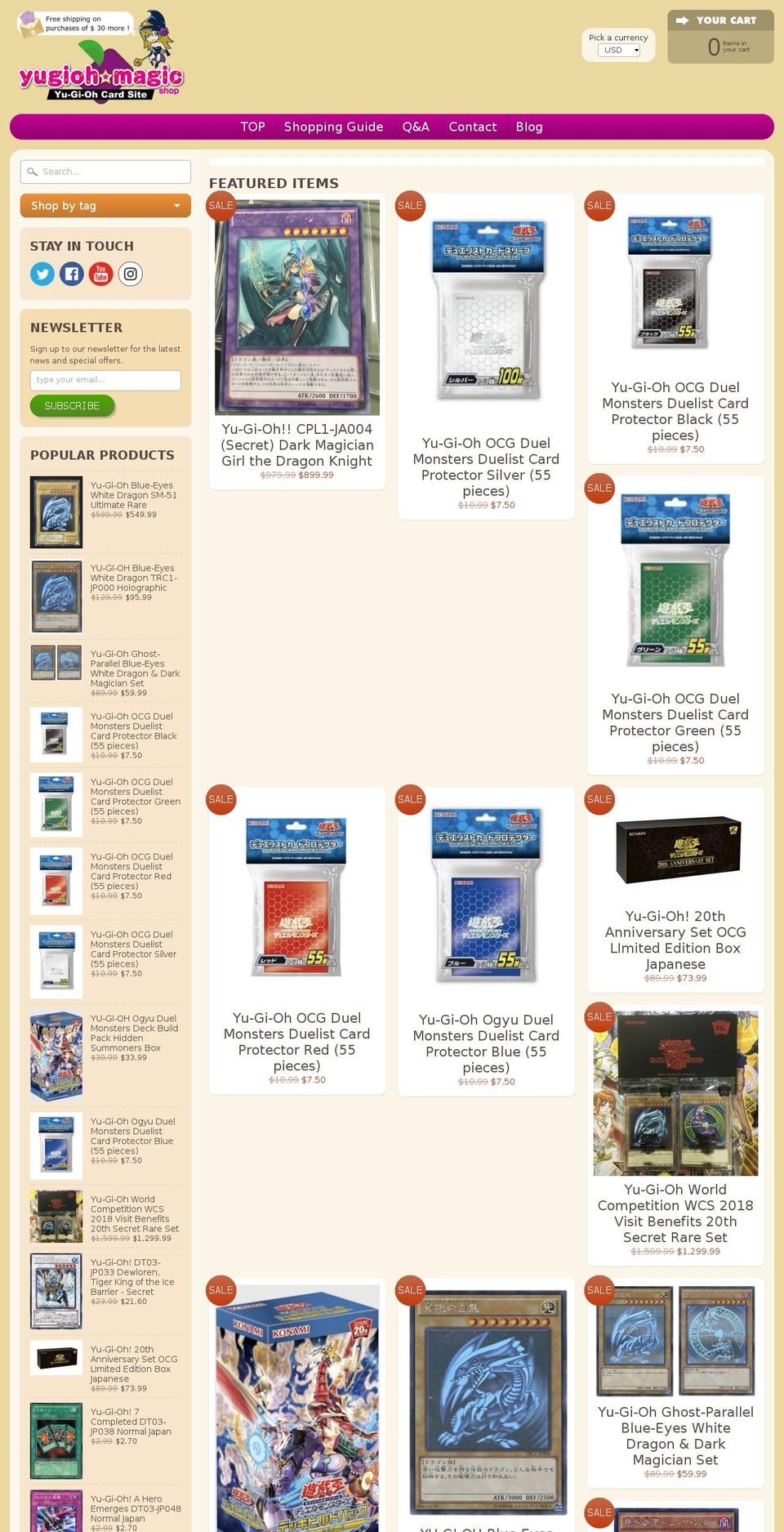 yugioh-magic.com shopify website screenshot