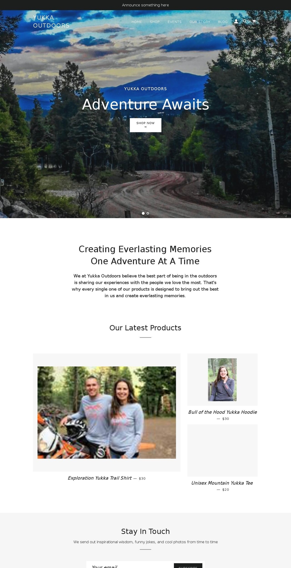 yukkaoutdoors.com — Shopify storefront screenshot