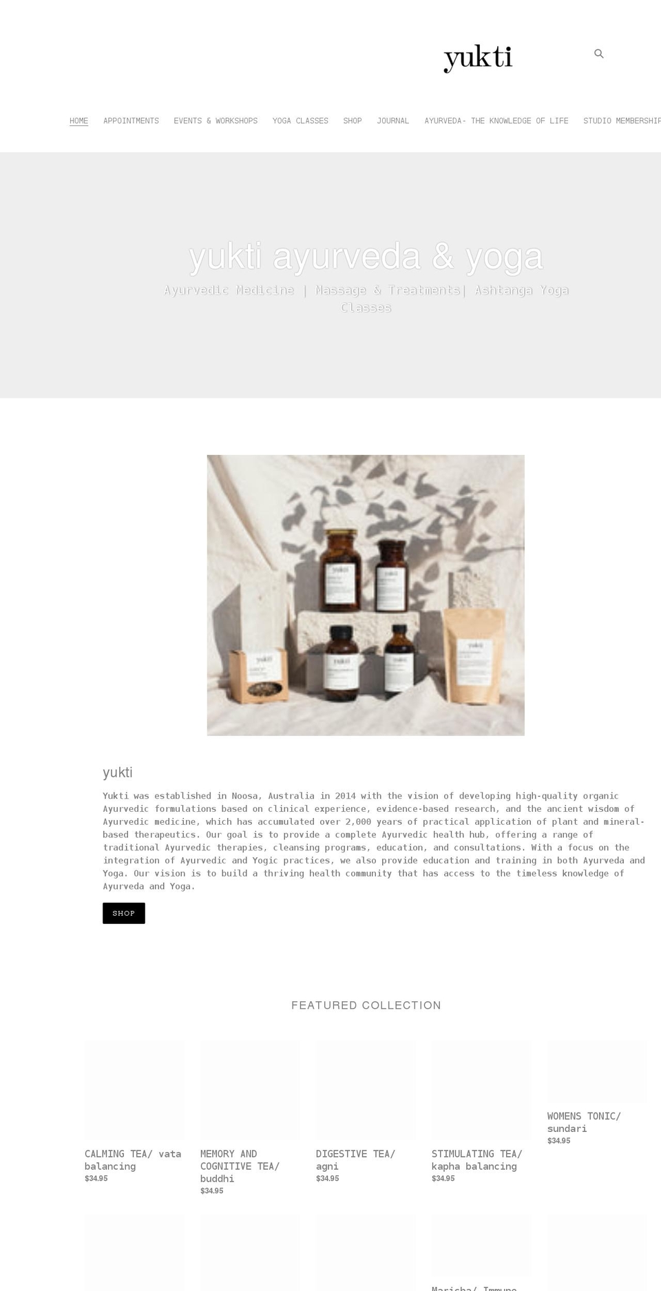 yukti.com.au shopify website screenshot