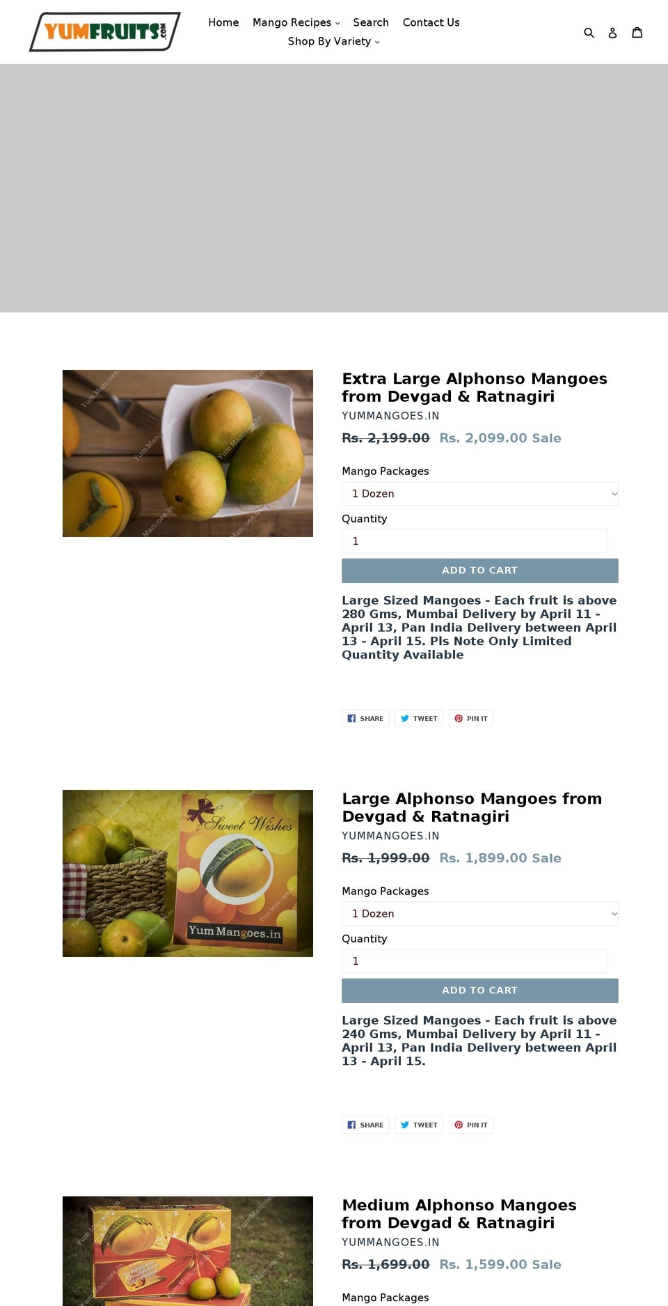 yumfruits.in shopify website screenshot