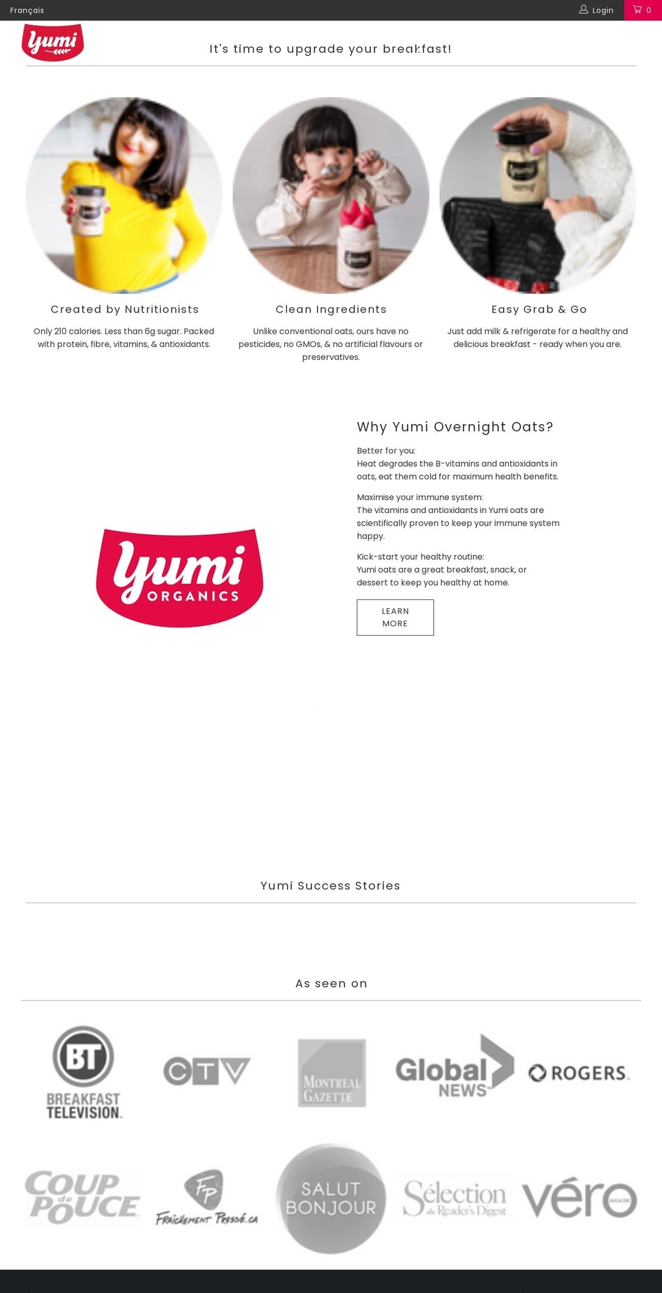 yumi-organics.ca shopify website screenshot