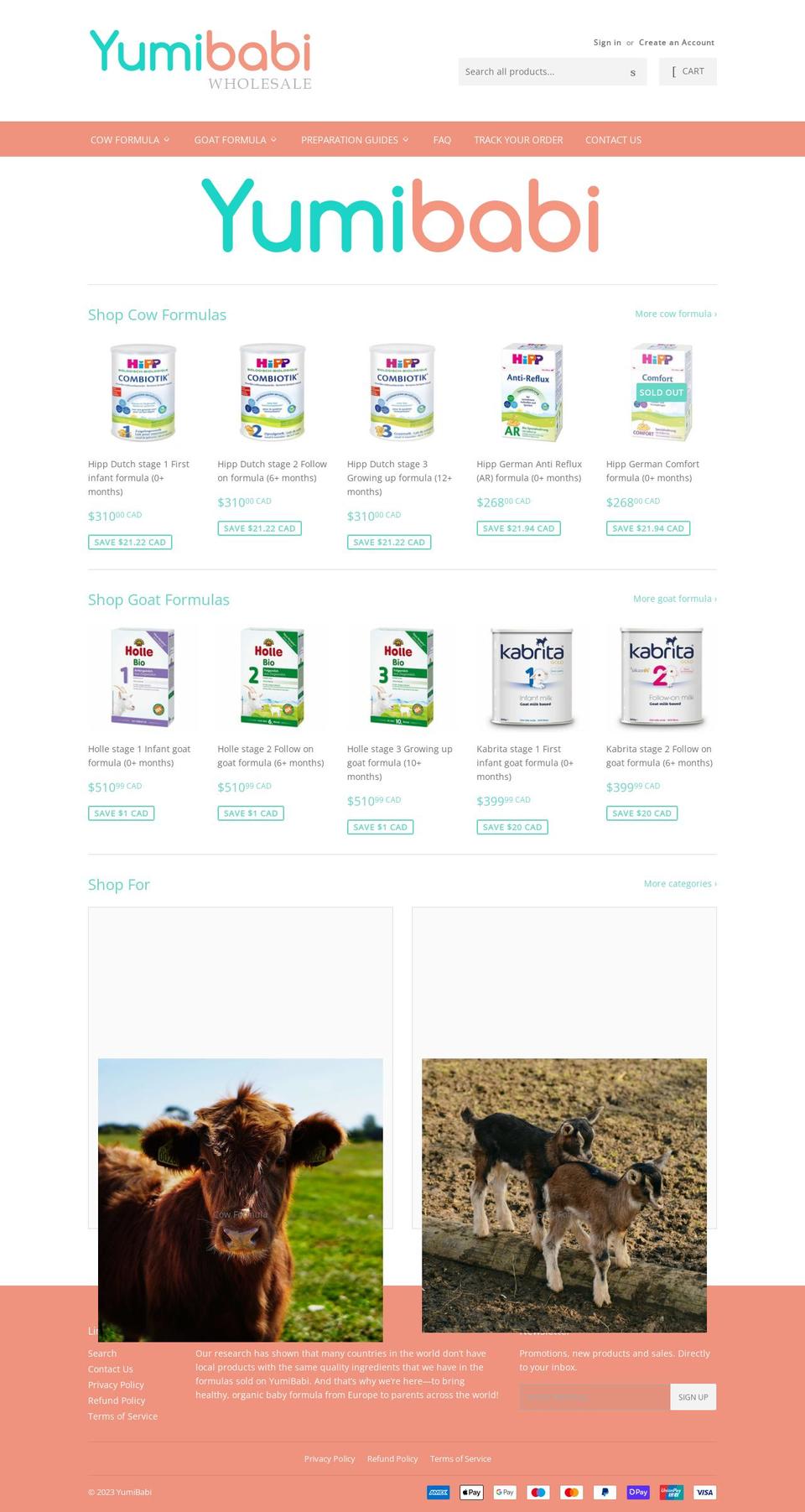 yumibabiwholesale.com shopify website screenshot