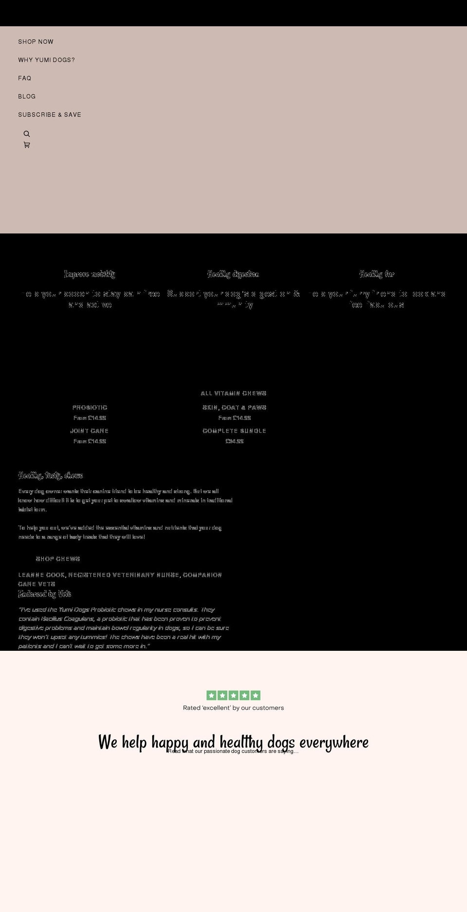 yumidogs.com shopify website screenshot