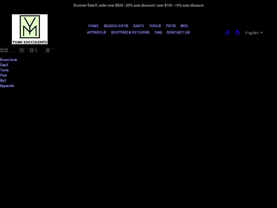 yumisucculents.com shopify website screenshot