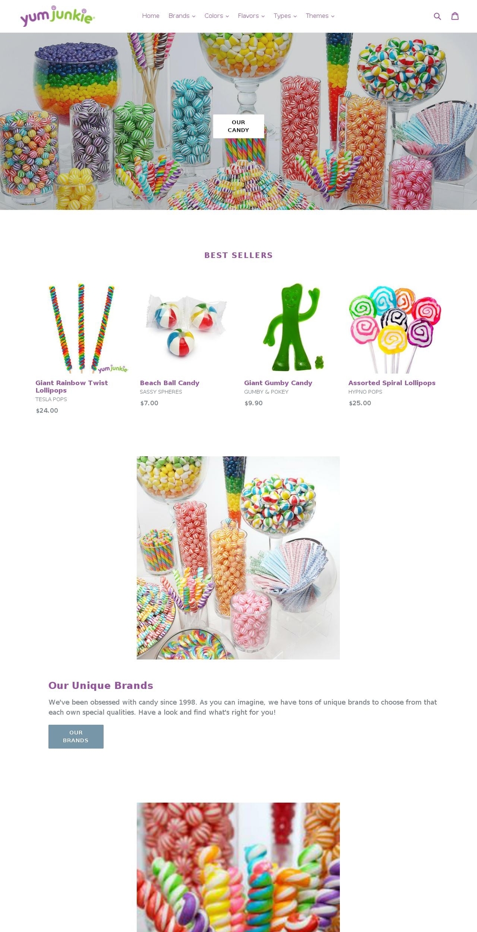 yumjunky.com shopify website screenshot