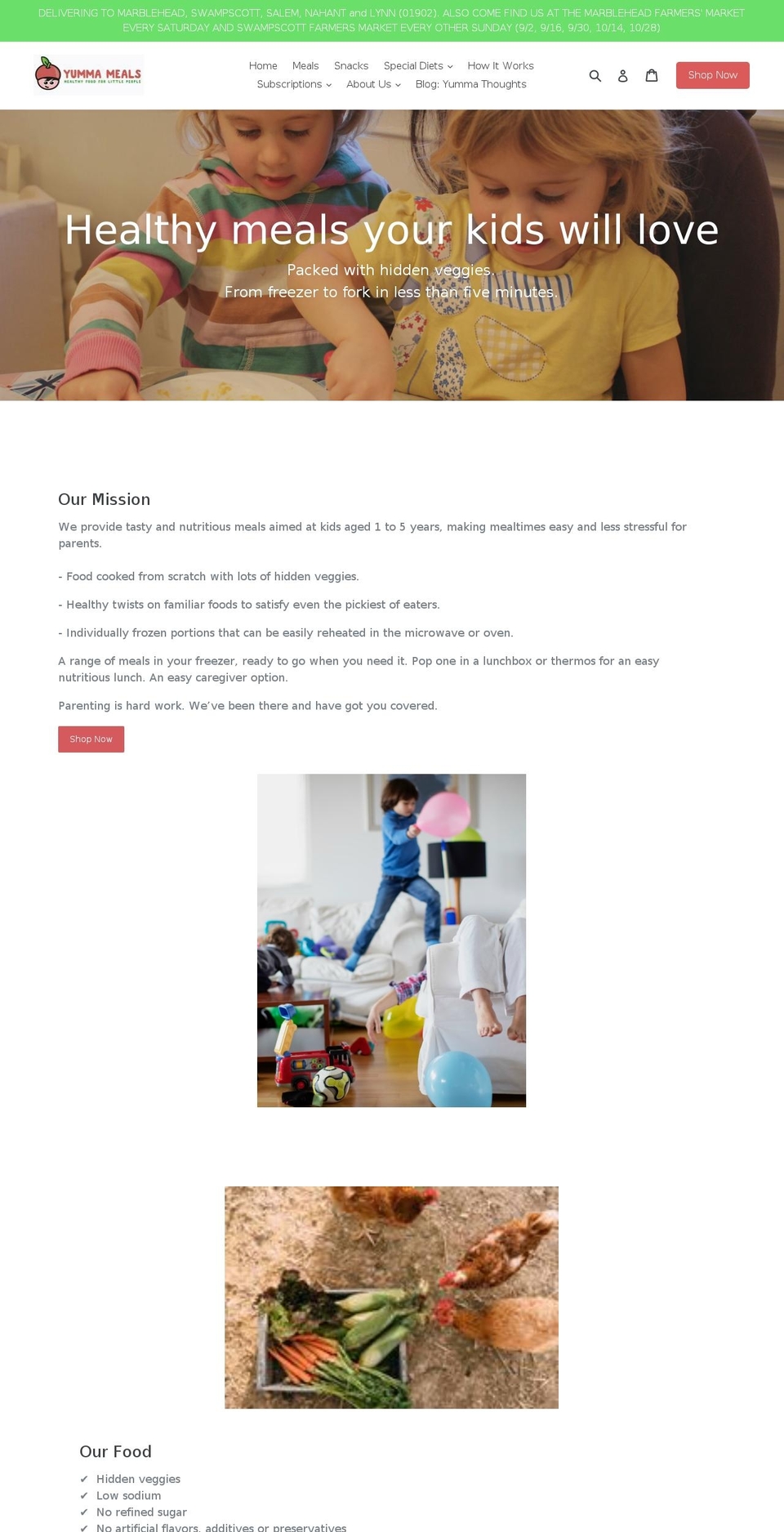 yummameals.com shopify website screenshot