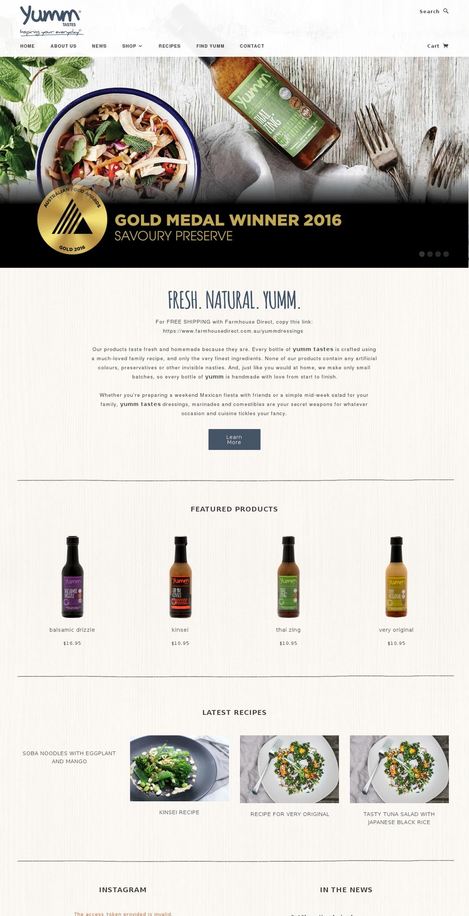 yummdressings.com.au shopify website screenshot