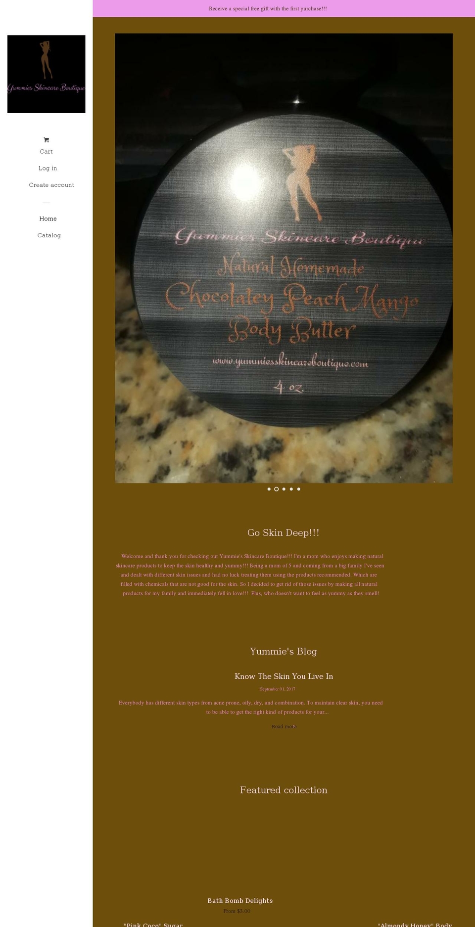 yummiesskincareboutique.com — Shopify storefront screenshot