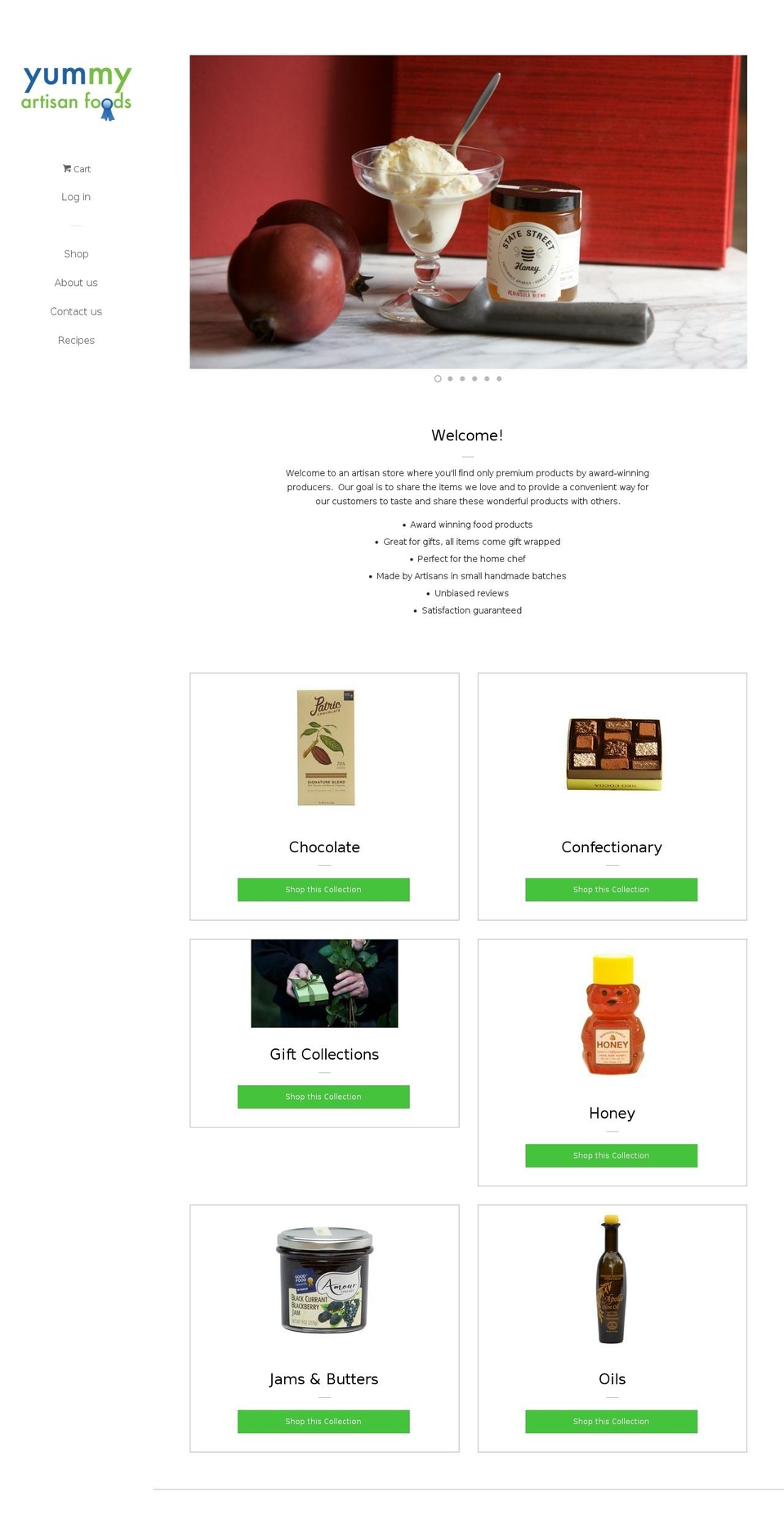 yummyartisanfood.com shopify website screenshot