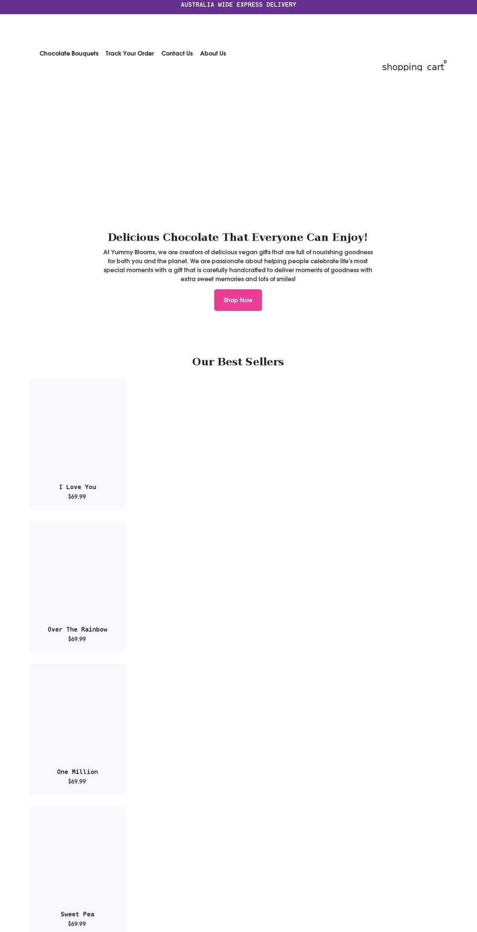 yummyblooms.com.au shopify website screenshot