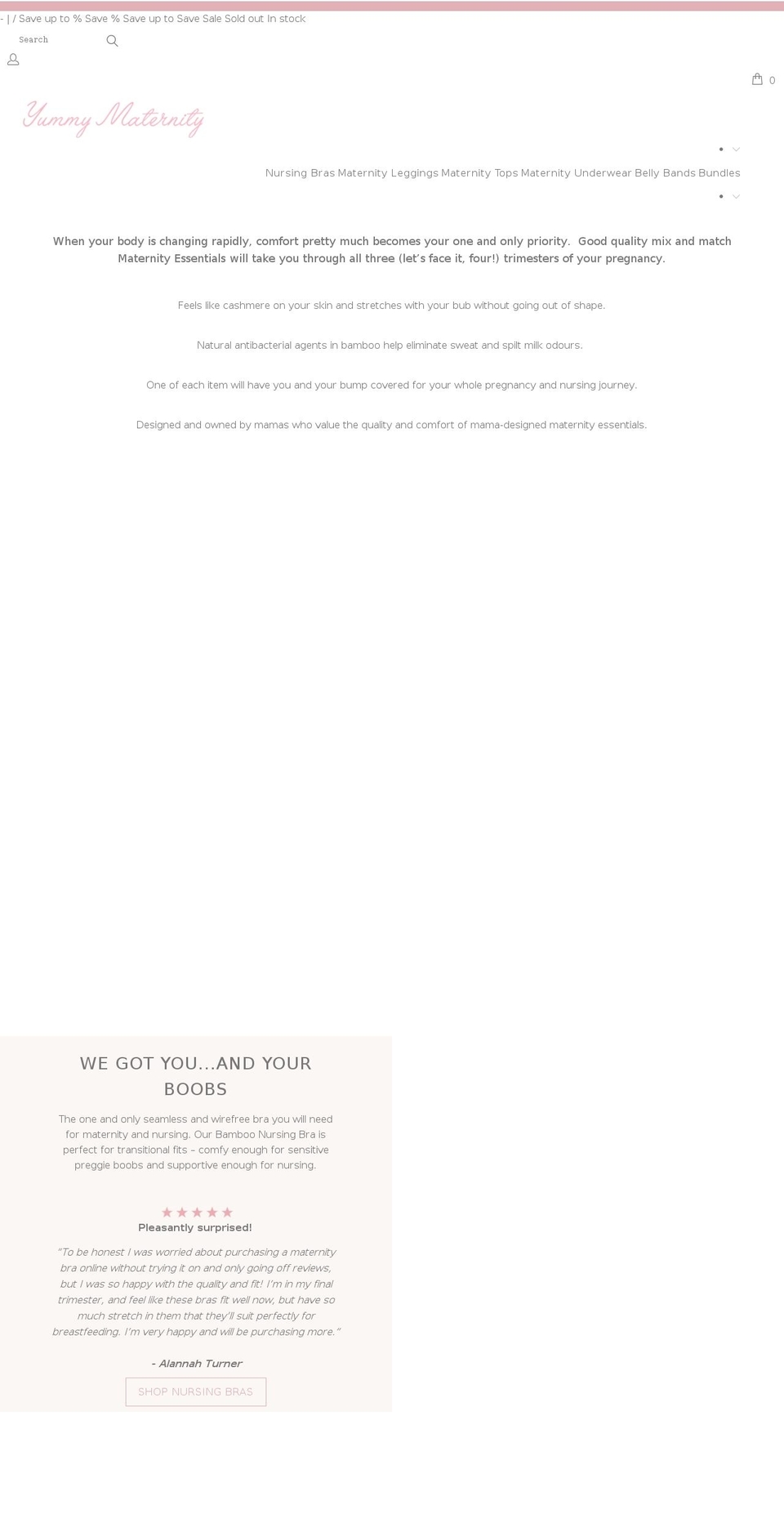 yummymaternity.com.au shopify website screenshot