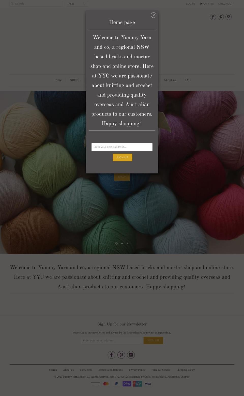 yummyyarnandco.com.au shopify website screenshot