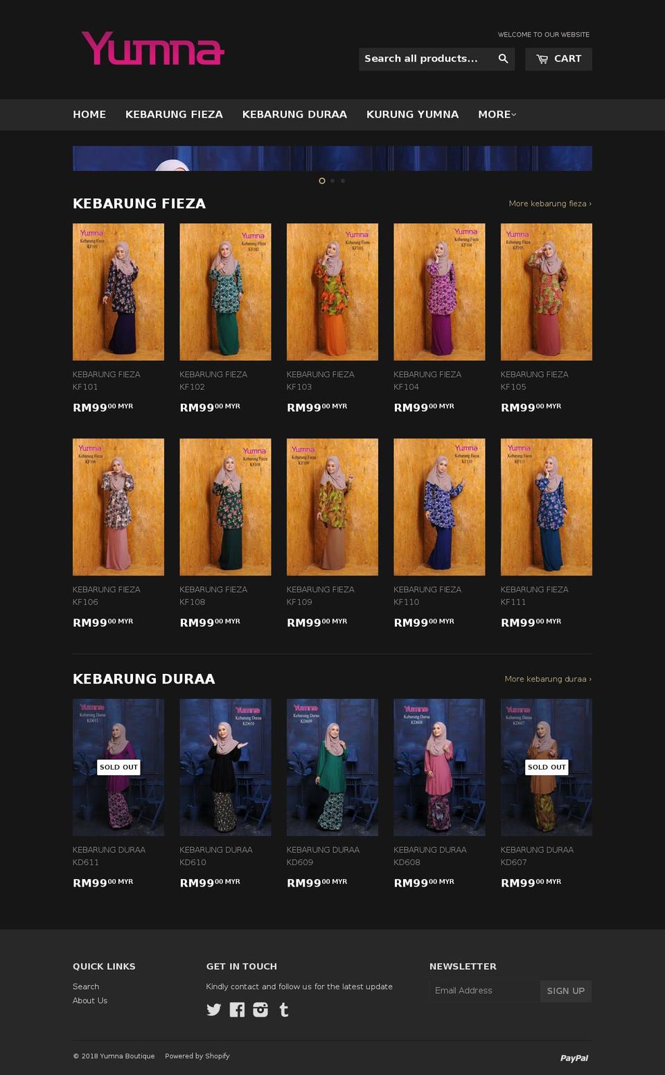 yumnaboutique.com — Shopify storefront screenshot
