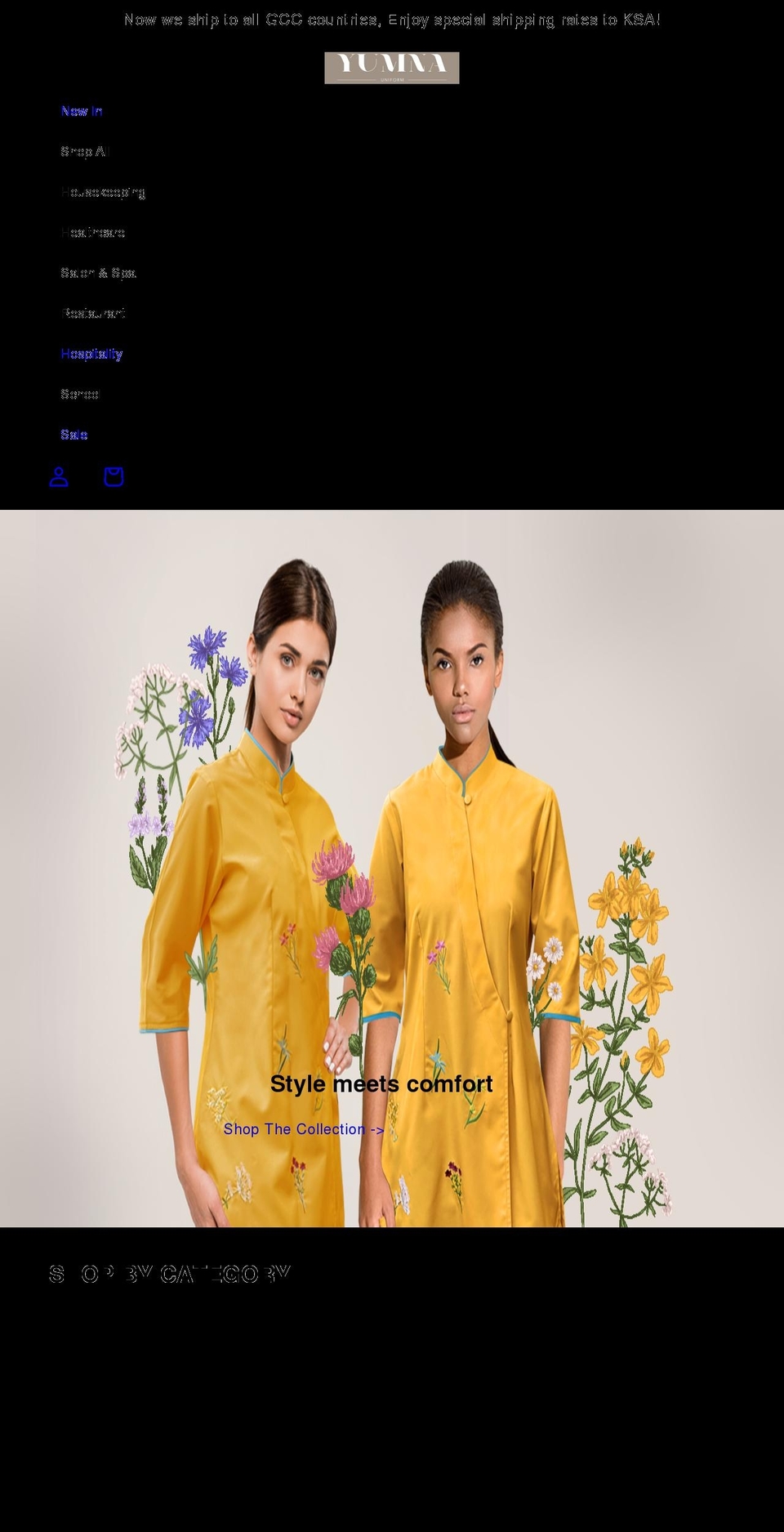 yumnauniforms.com shopify website screenshot