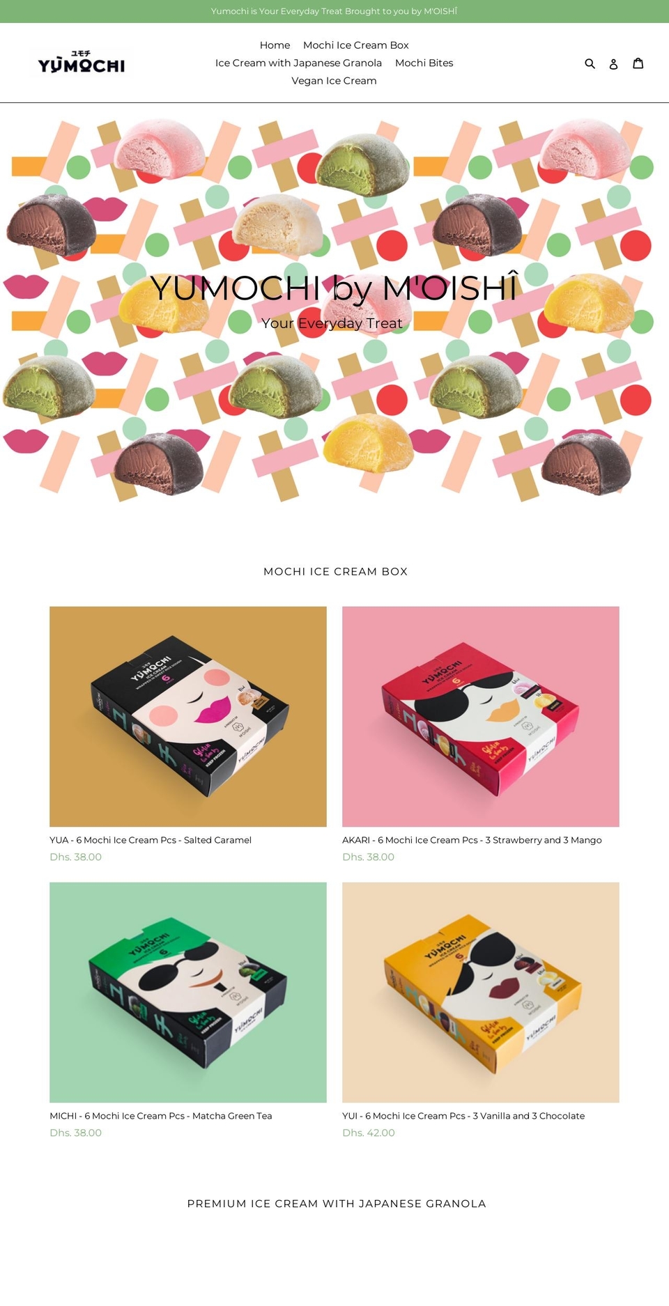 yumochiicecream.com shopify website screenshot