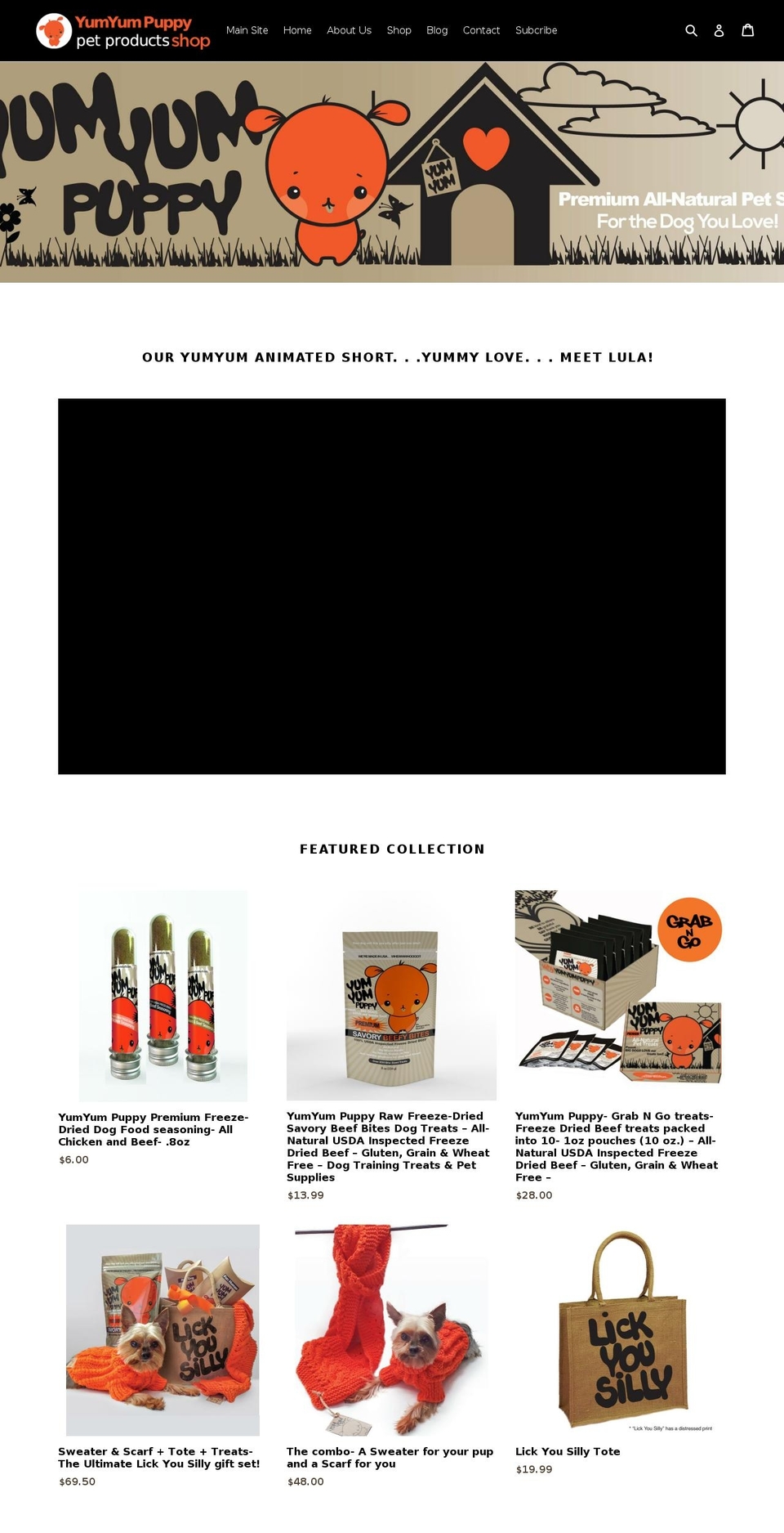 yumyumpetproductsshop.com — Shopify storefront screenshot