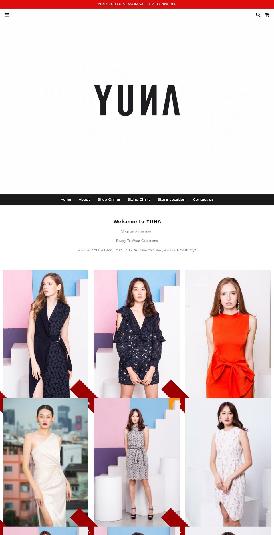 yuna-bkk.com — Shopify storefront screenshot