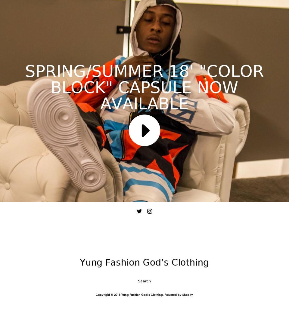 yungfashiongods.com — Shopify storefront screenshot
