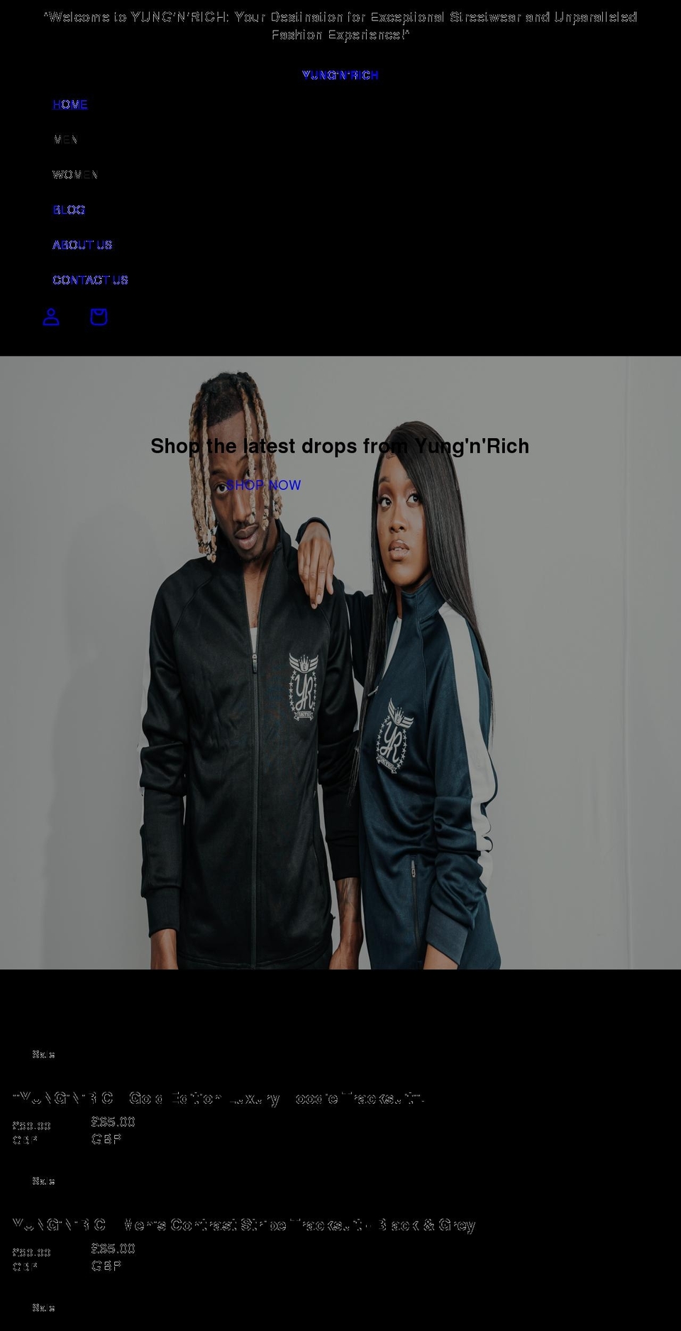 yungnrich.com shopify website screenshot