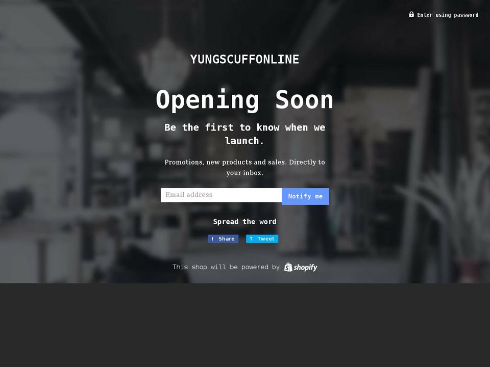 yungscuffonline.com shopify website screenshot