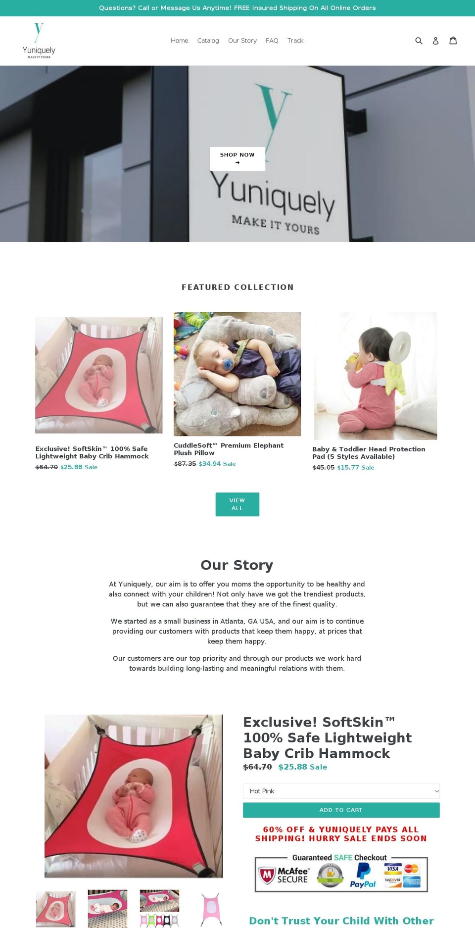 yuniquely.com — Shopify storefront screenshot