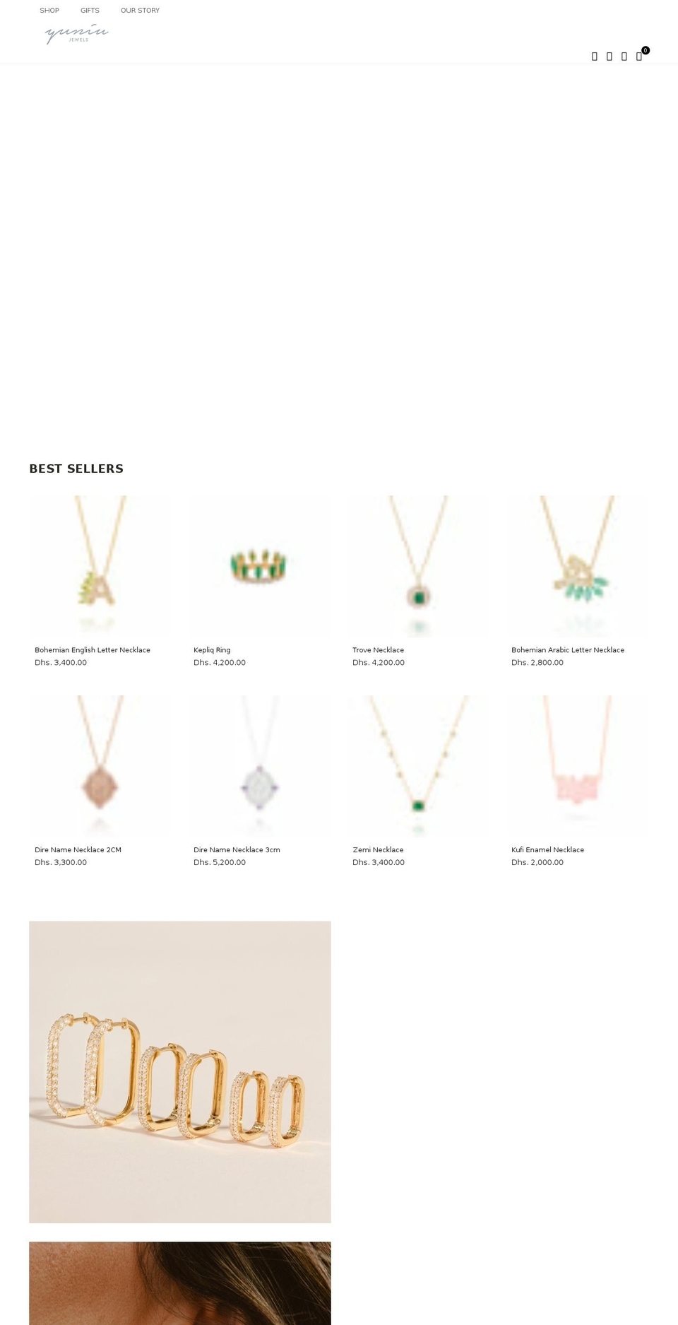 yuniujewels.com shopify website screenshot