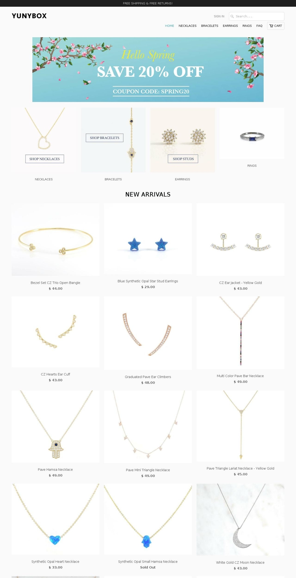 yunybox.com shopify website screenshot