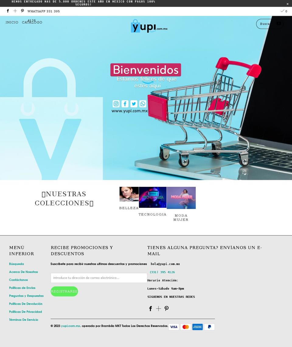 yupi.com.mx shopify website screenshot