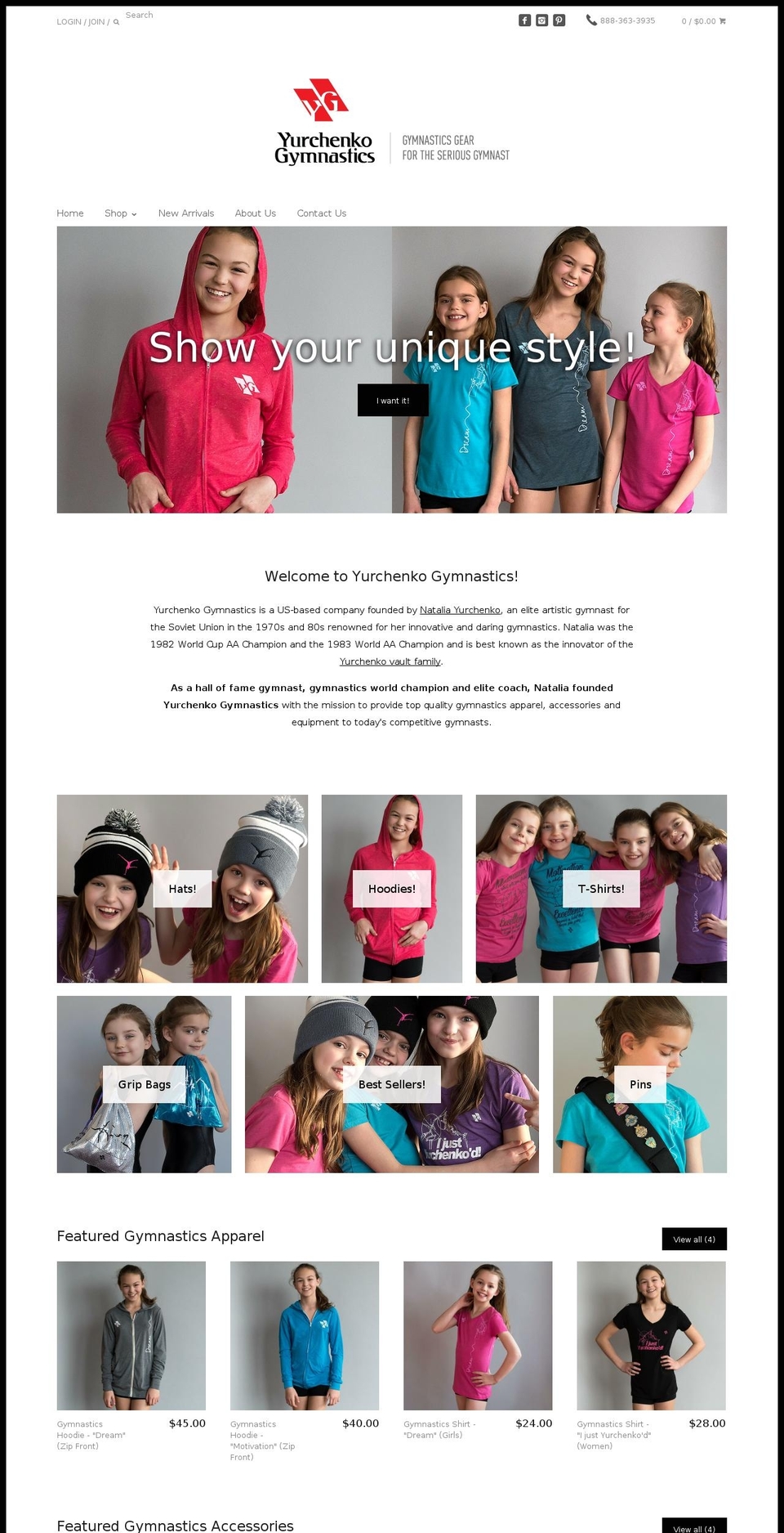 yurchenkogymnastics.com shopify website screenshot